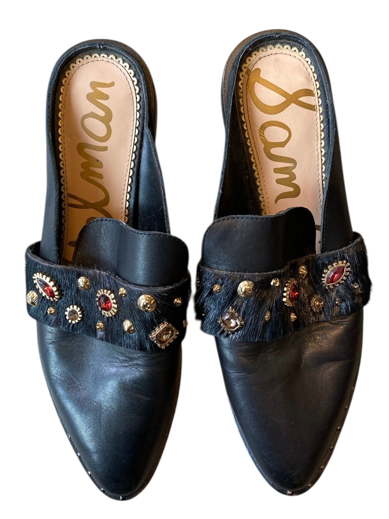 black Sam edelman studded gem stone flats, 9 1/2