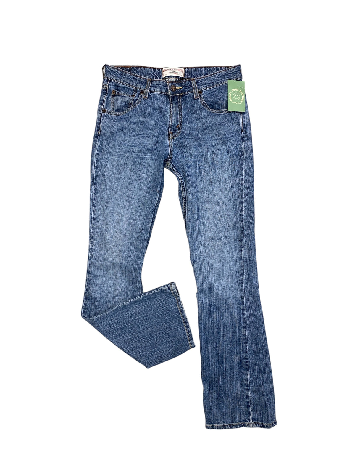 blue levi low rise bootcut jeans, 30