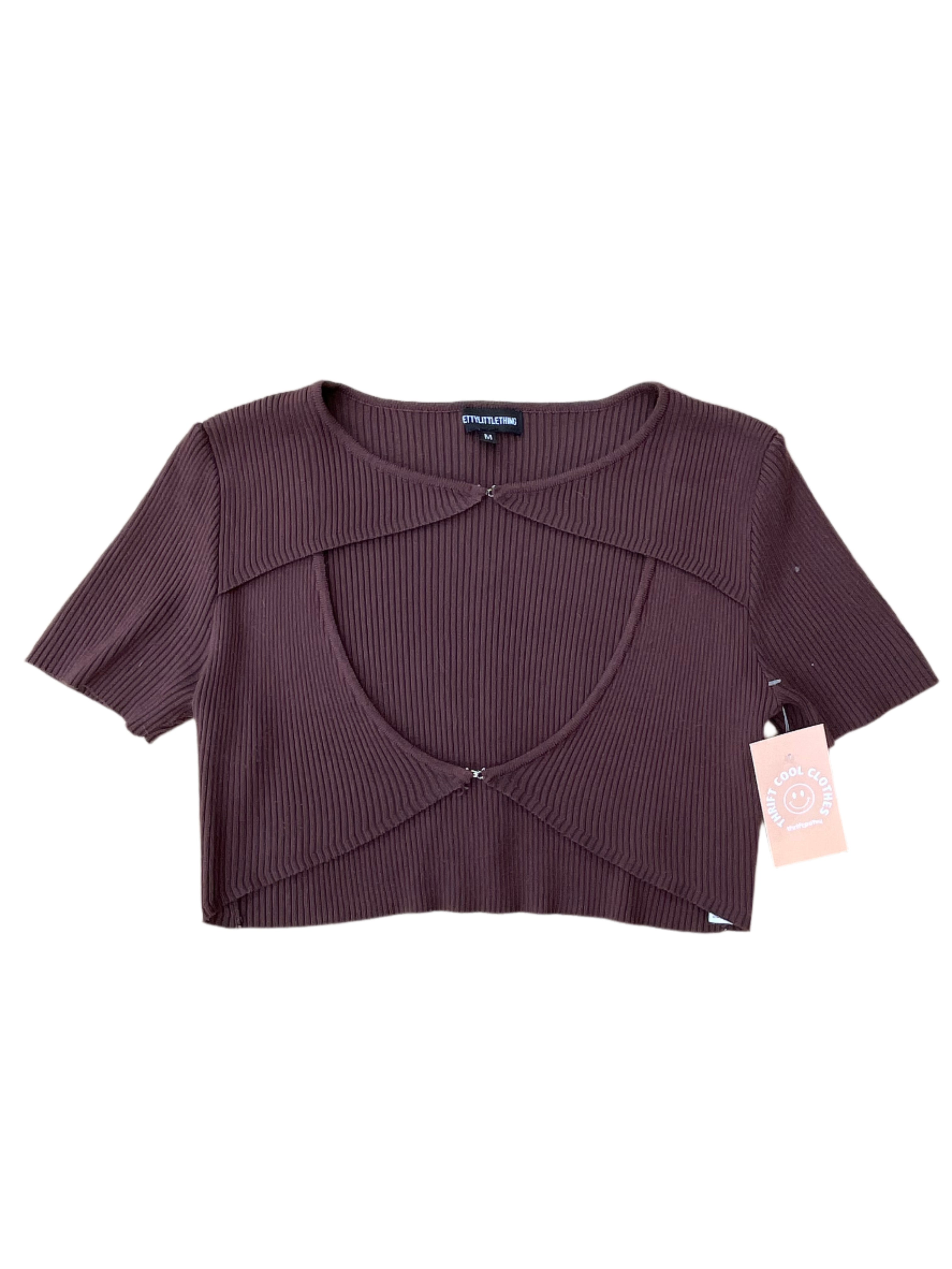 brown prettylittlething cutout top, m