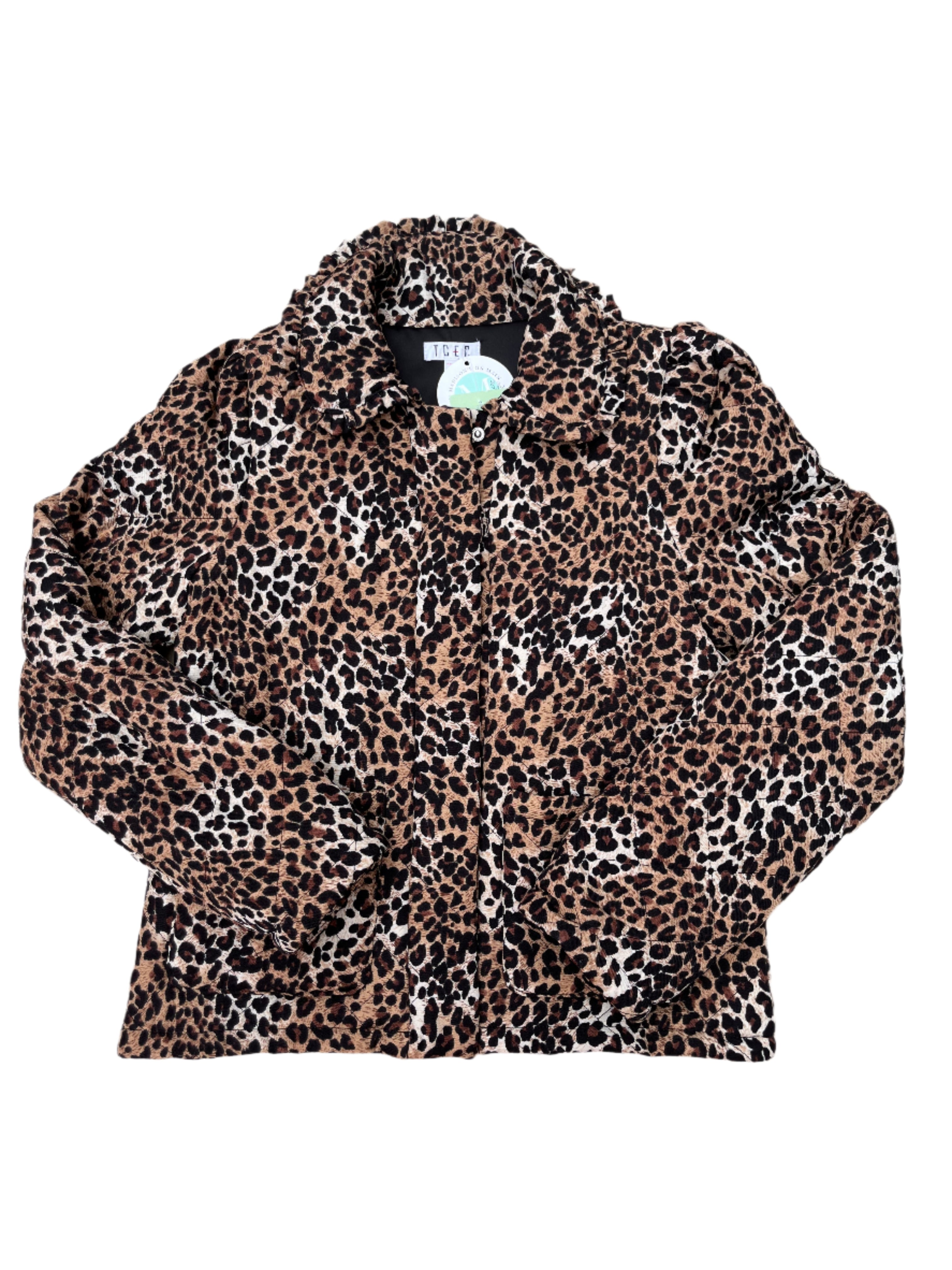 brown black TCEC NWT leopard jacket, S