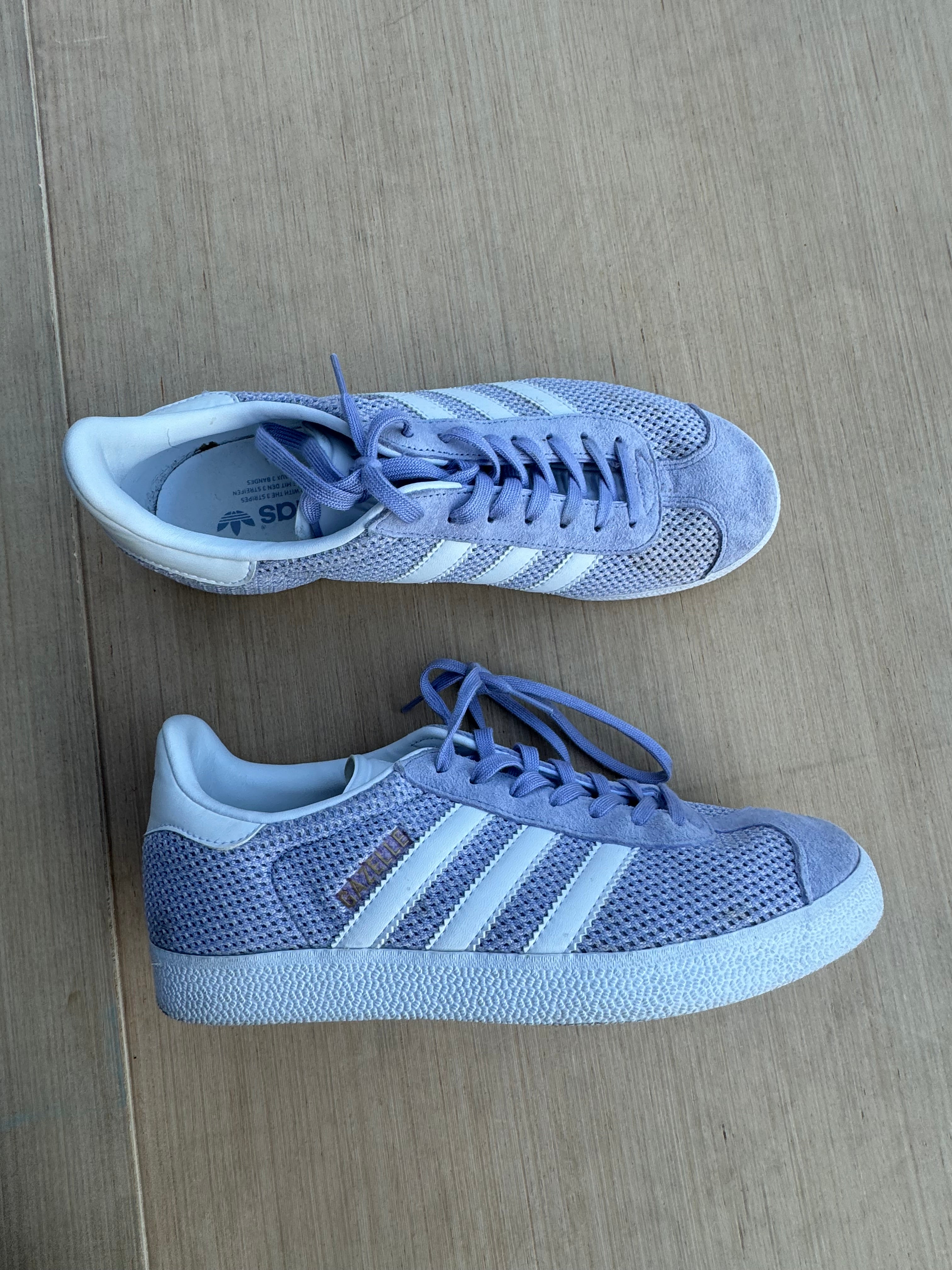 purple adidas gazelles, 9 women’s