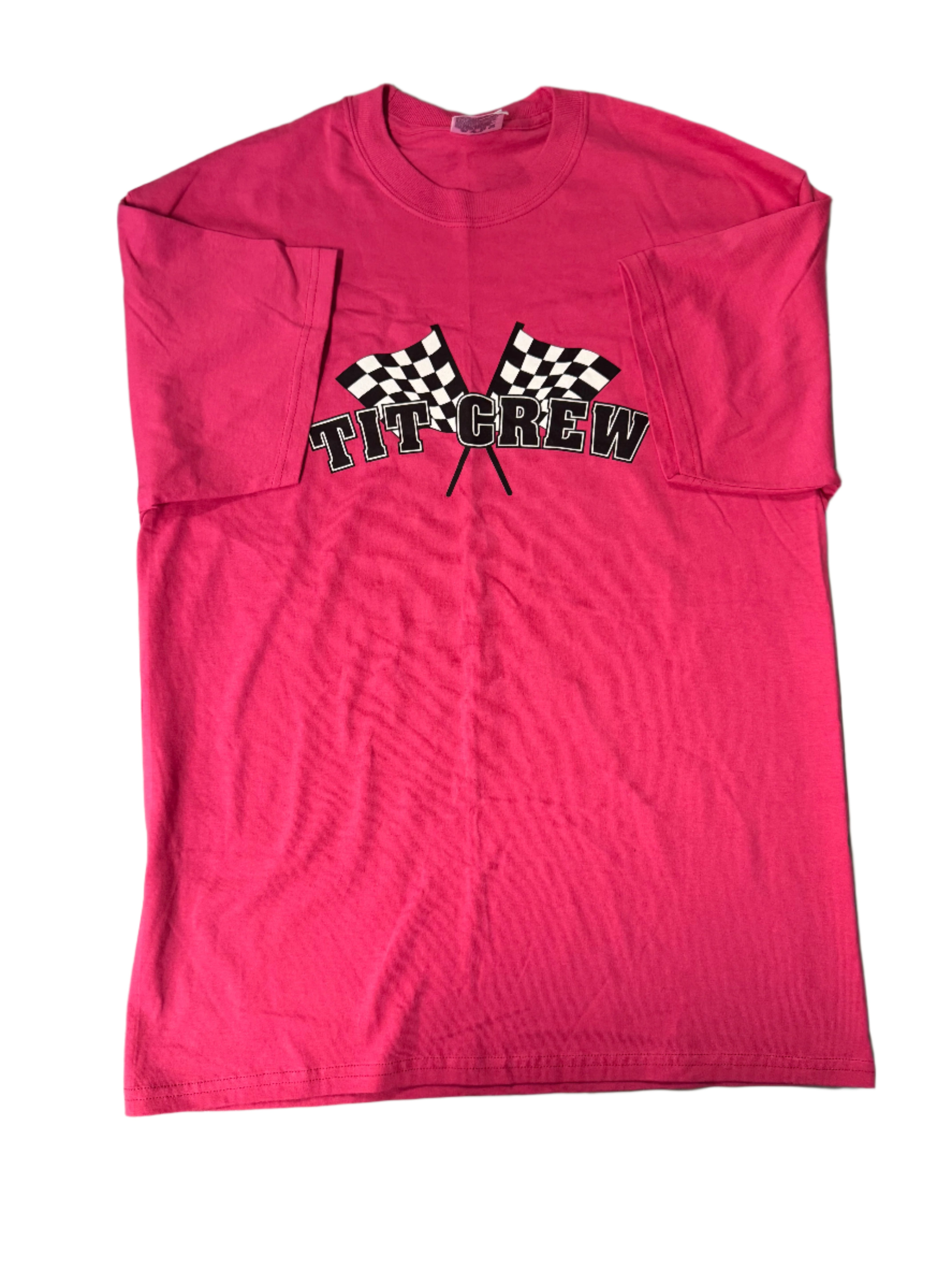 Hot pink Port and company Tit crew tee, L