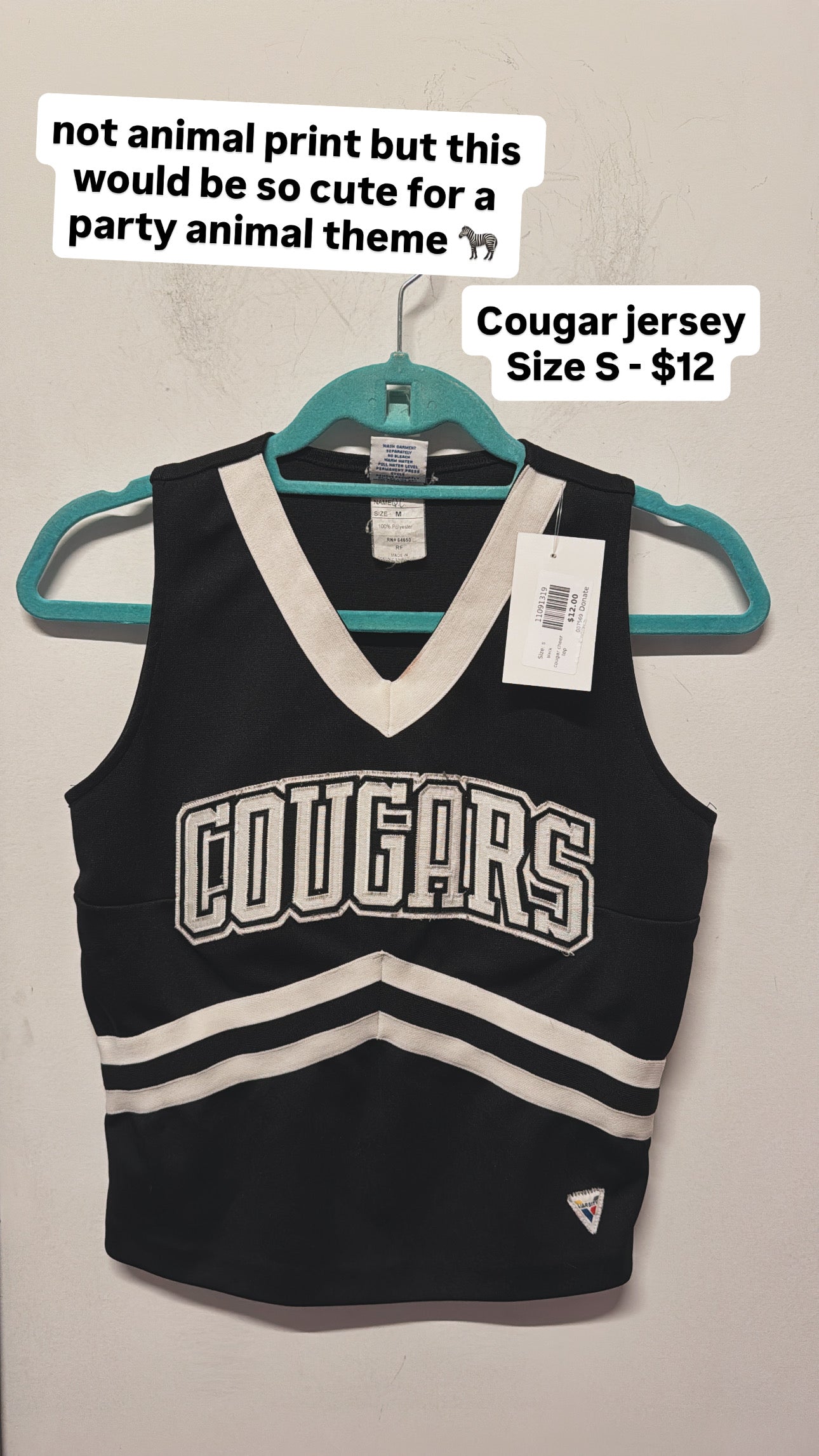 black  cougar cheer top, s