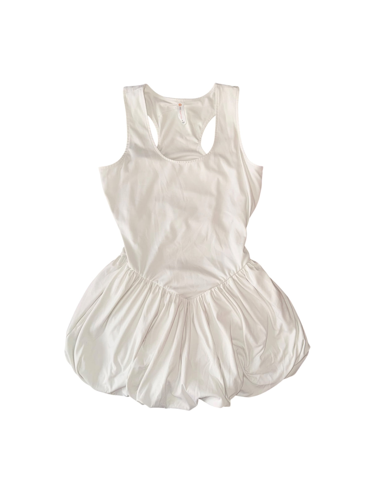 white daily practice tank bubble mini dress, m