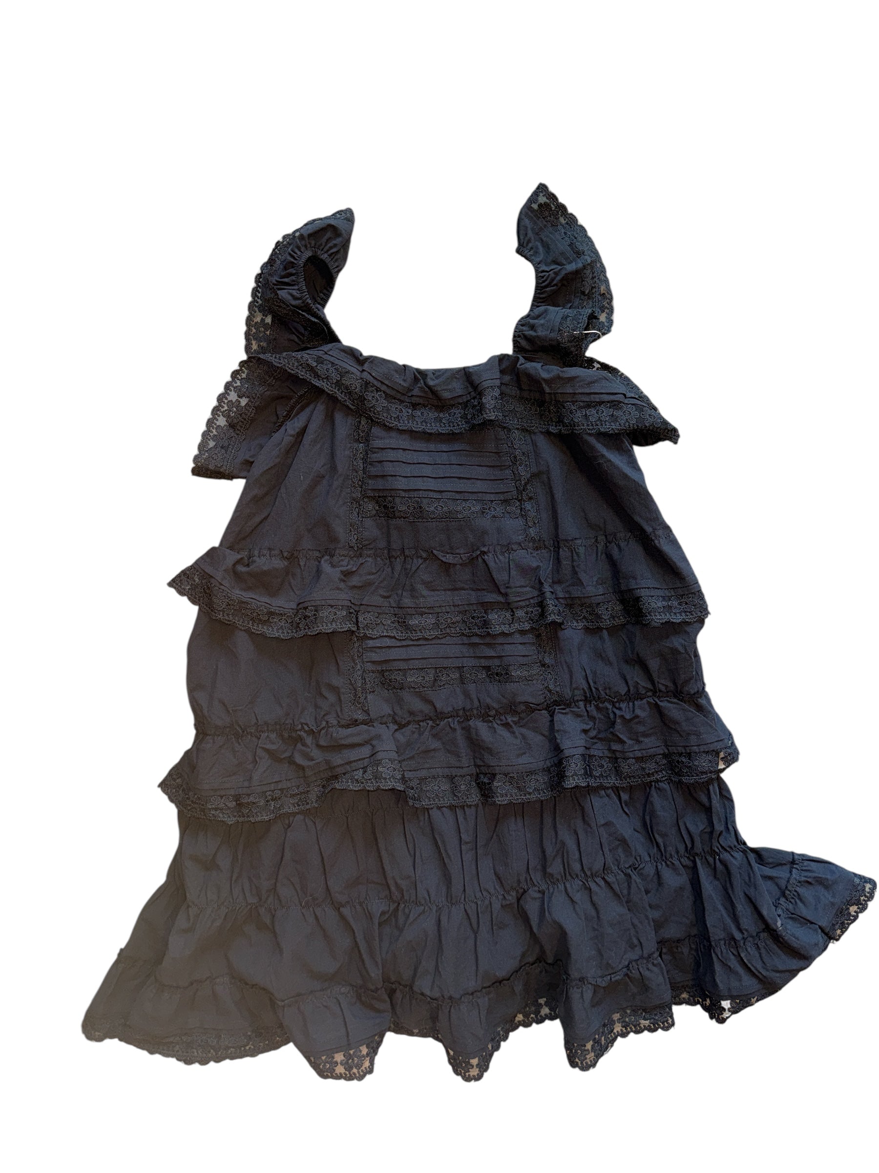 black gacaky short ruffle dress, M