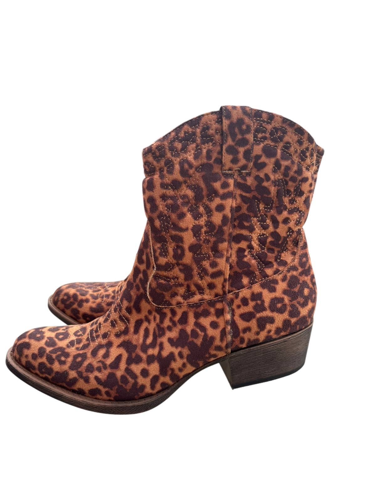 brown black coconuts short leopard cowboy boot, 8.5