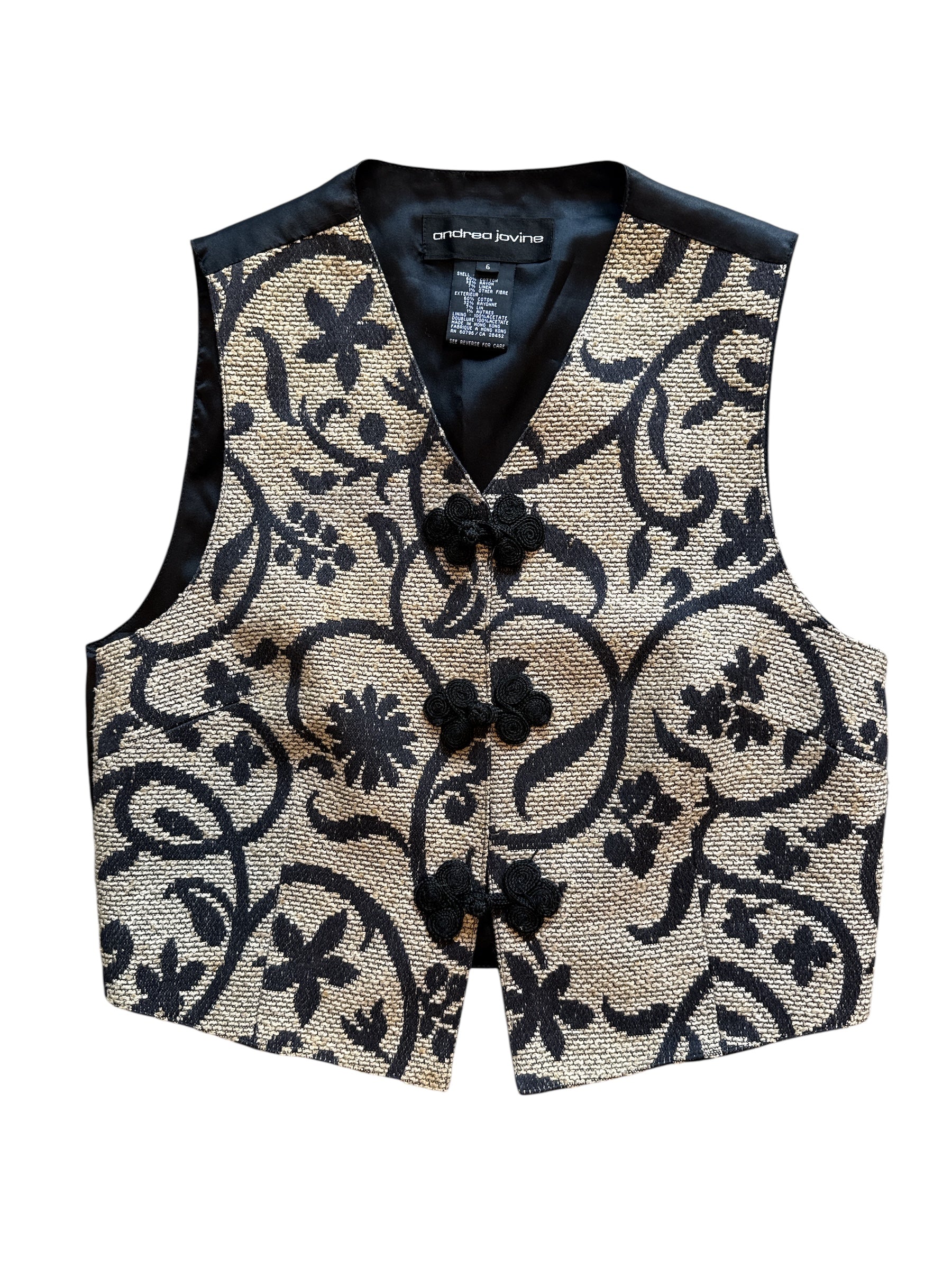 Black beige Andrea javine Tapestry vest, 6