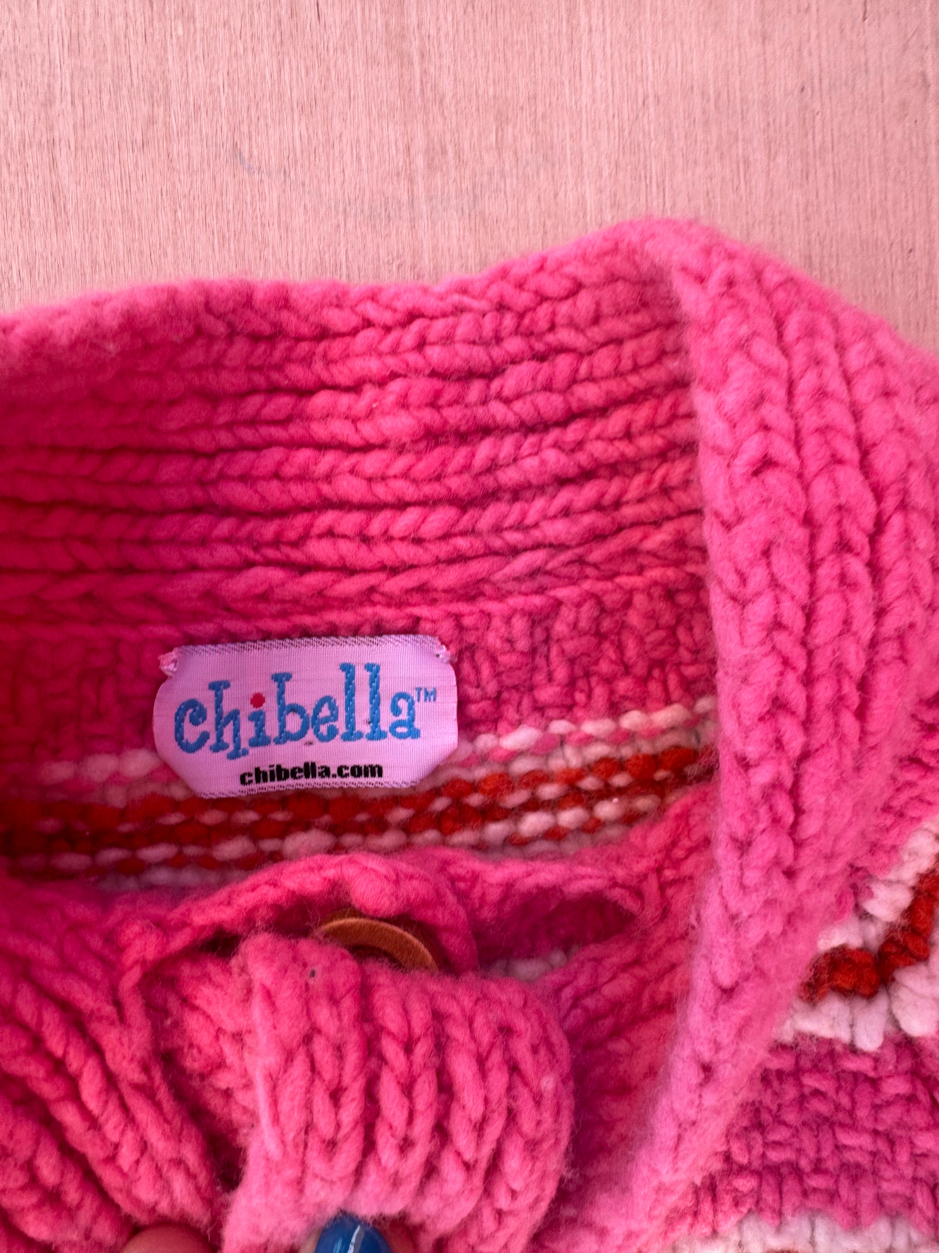 pink brown chibella knit stripe button top, s