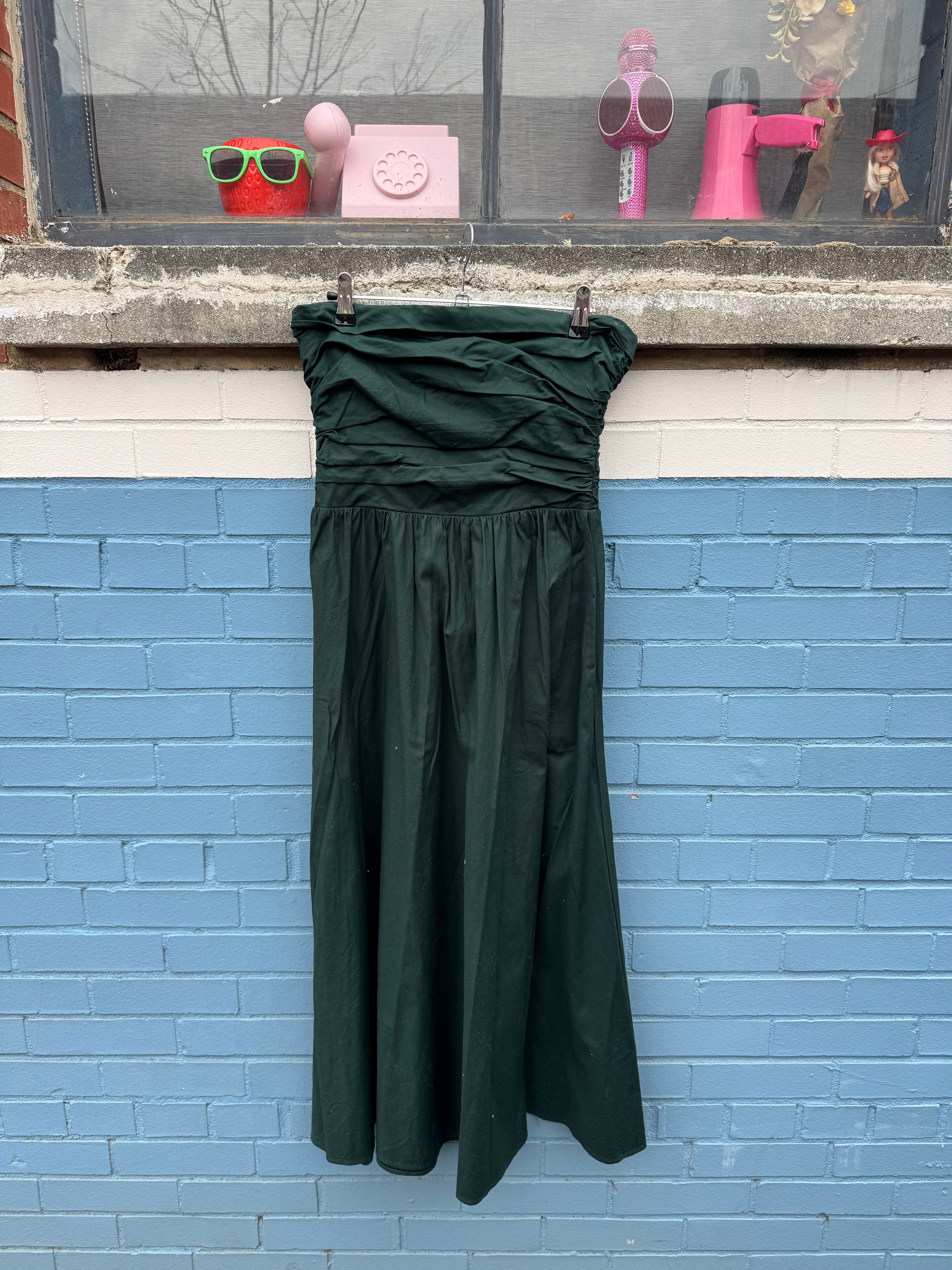green reformation Lissa strapless midi dress, 8
