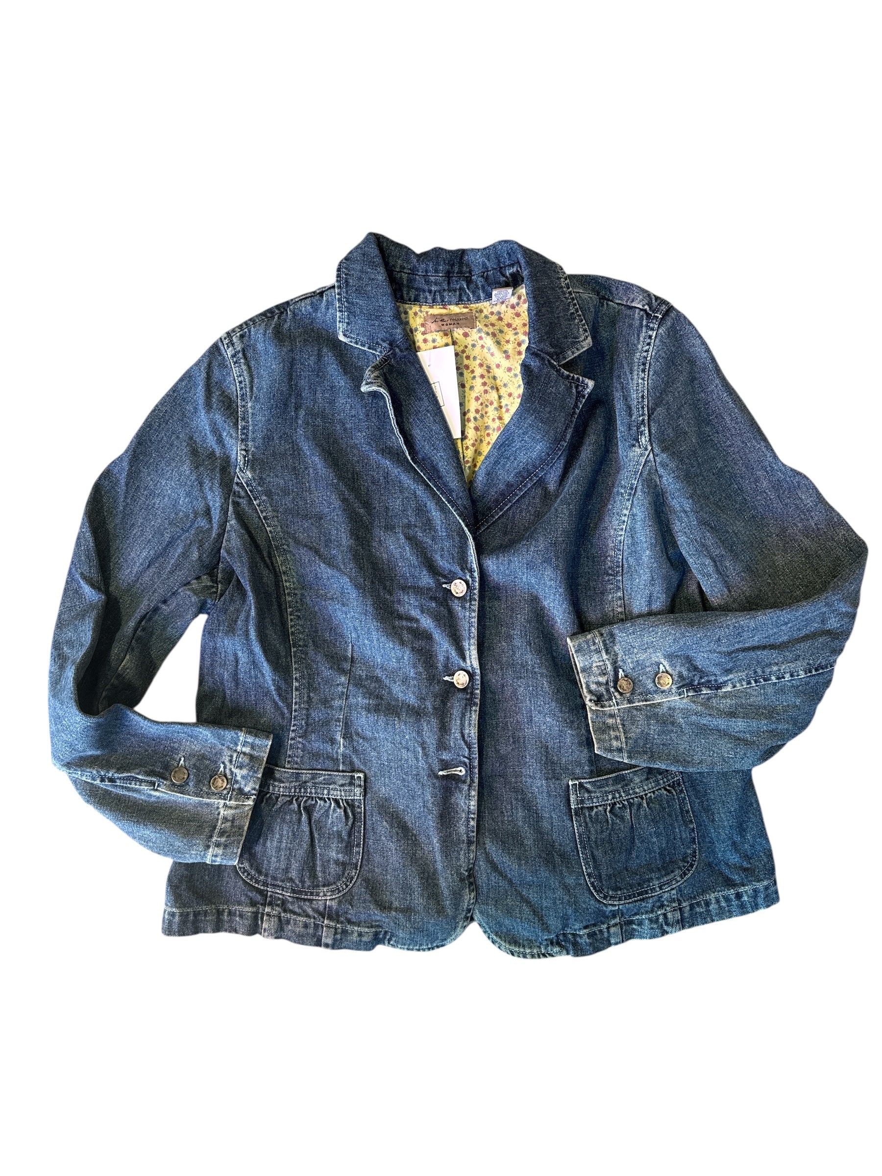 blue ie relaxed woman denim blazer jacket, 2x