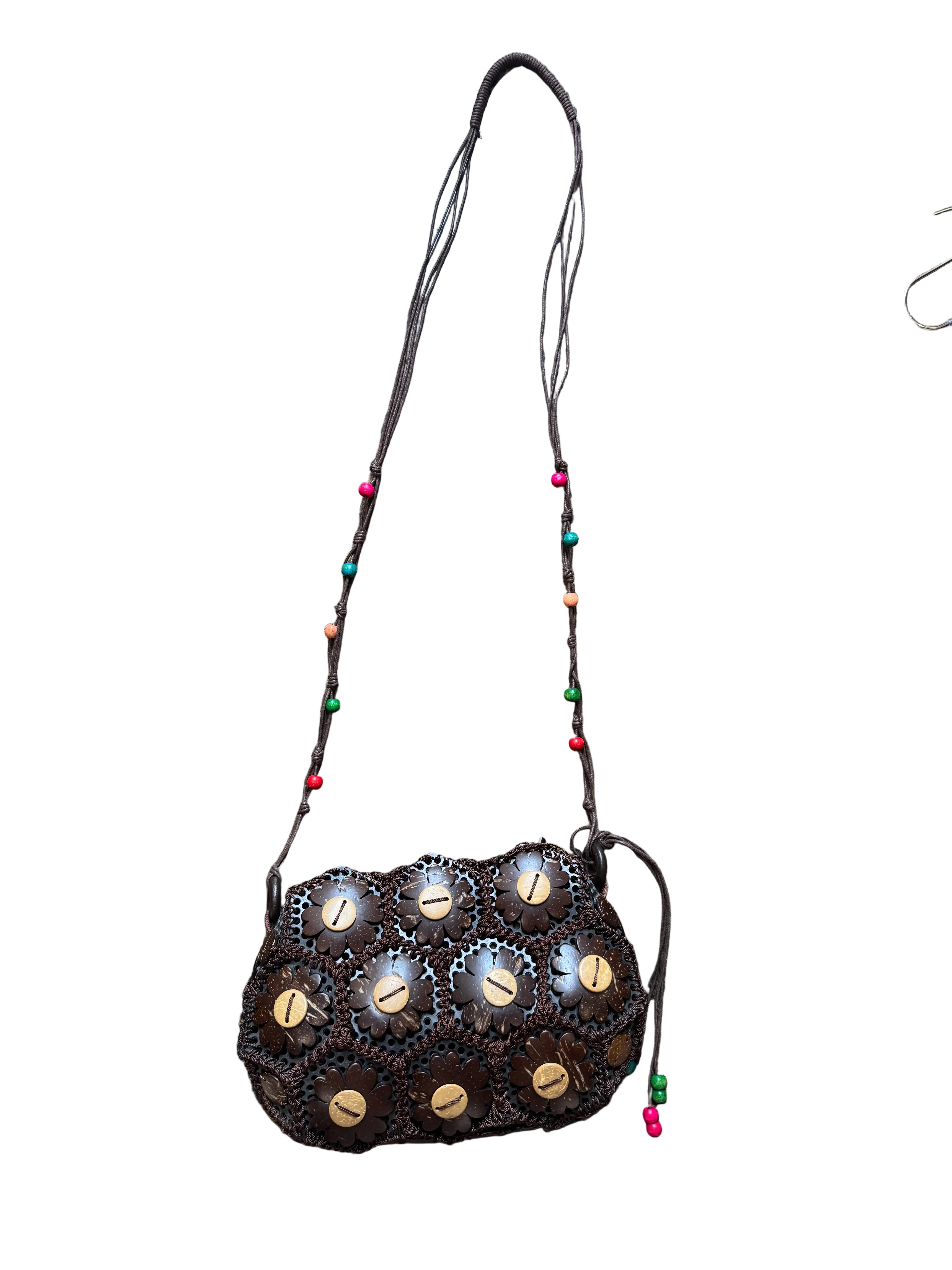 brown multi  beaded purse