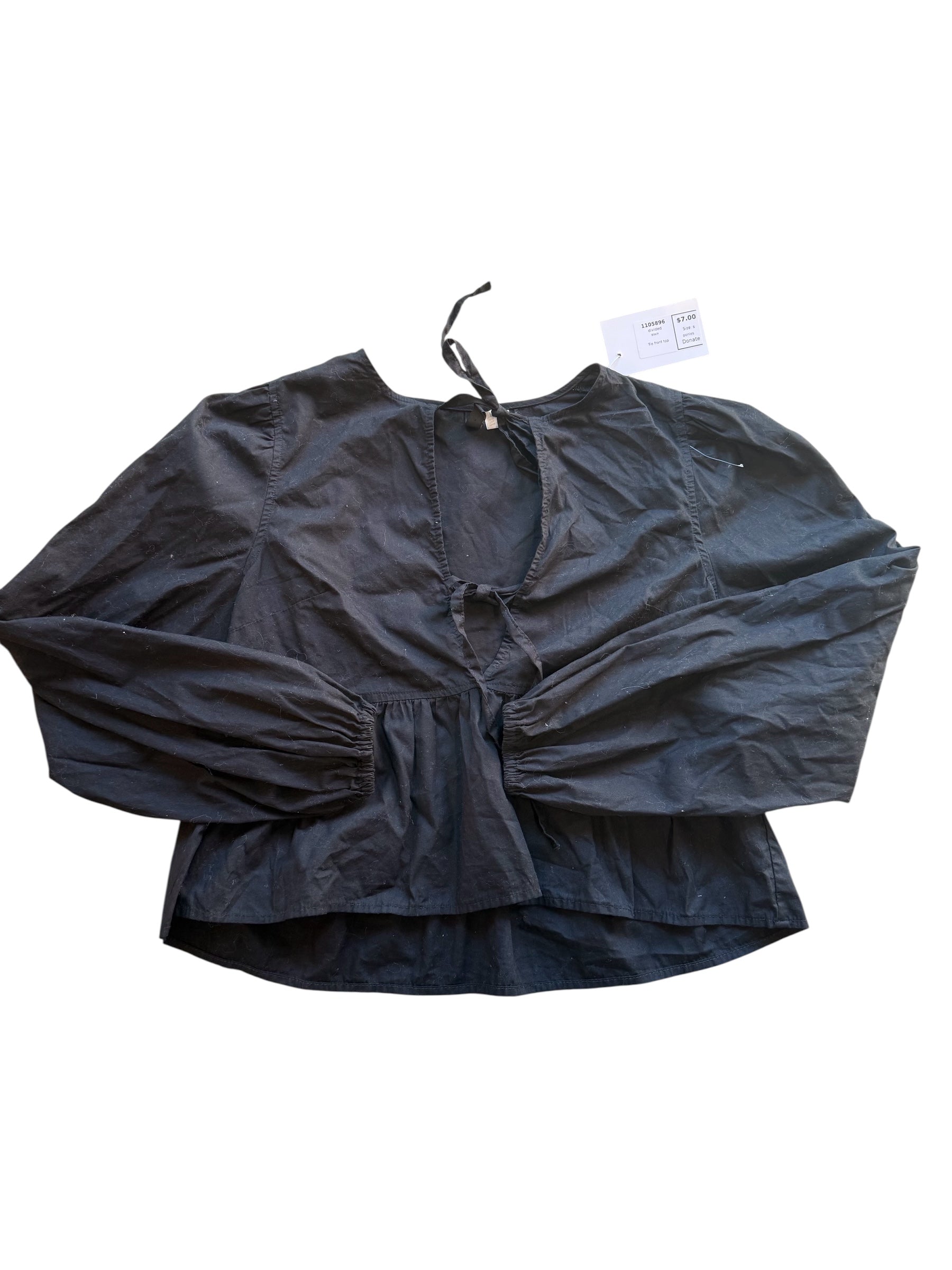 black divided Tie front top, s
