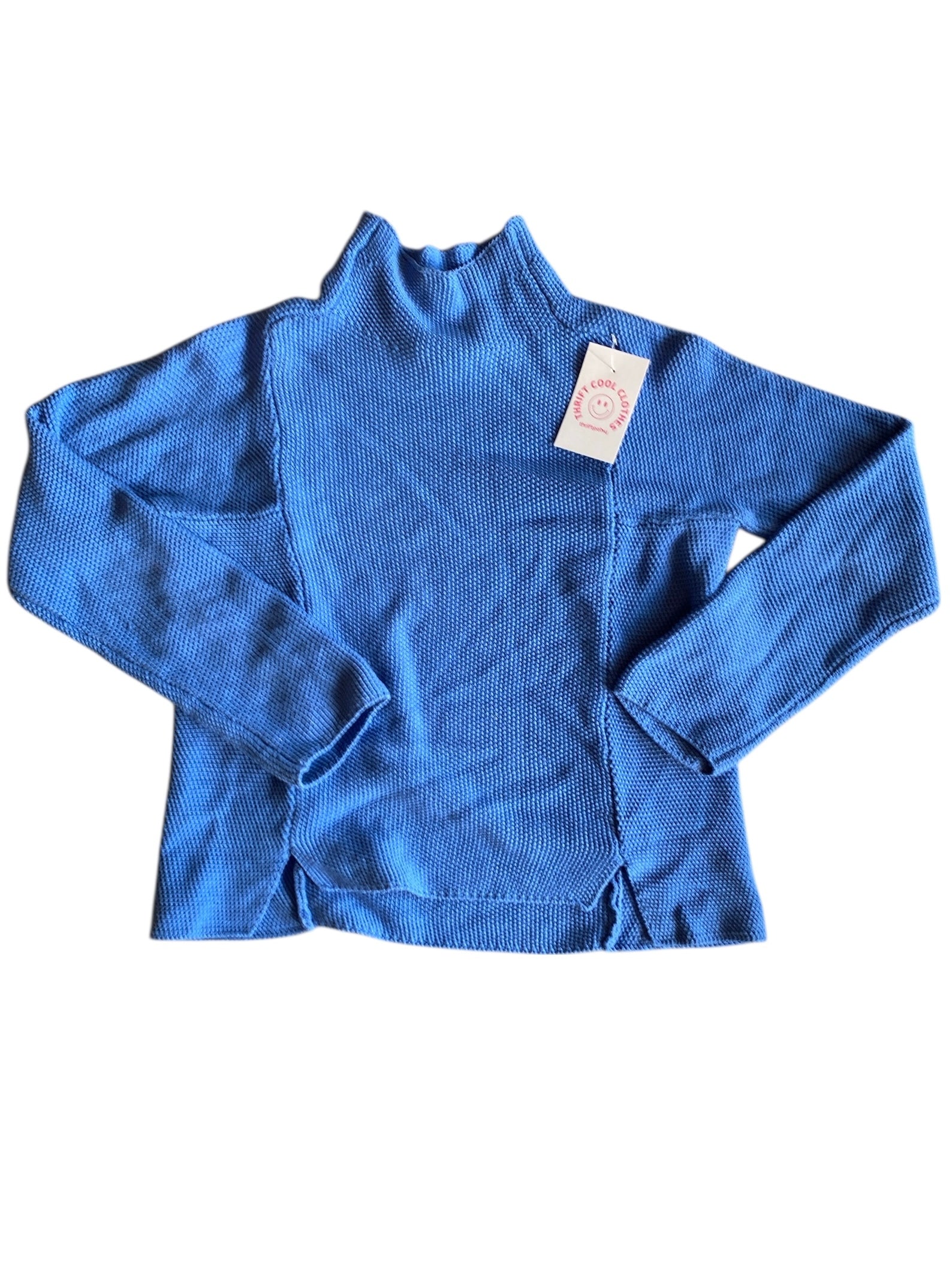 blue sara campbell mockneck ls textured top, xs