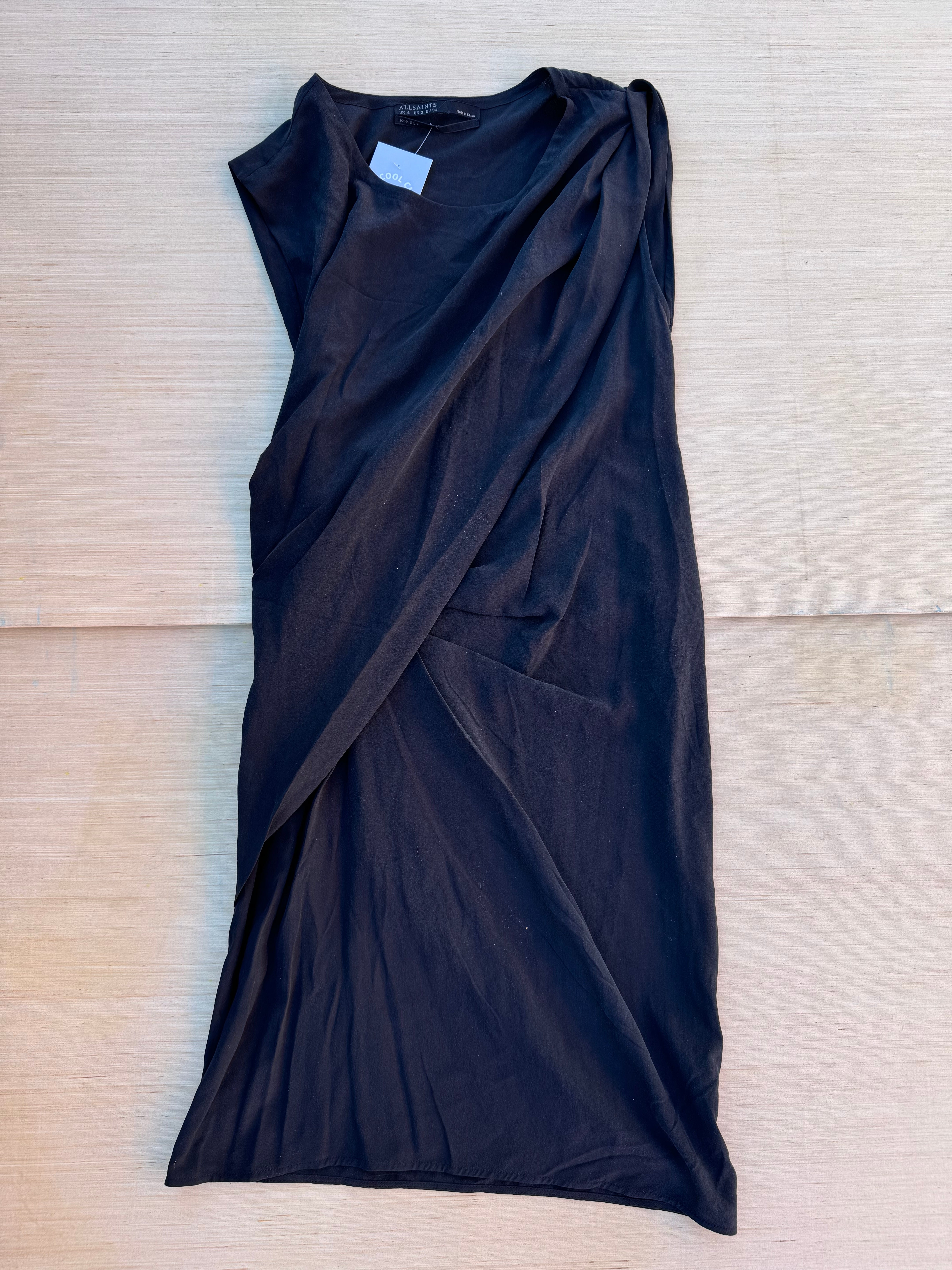 Black all saints short silk dress, 2