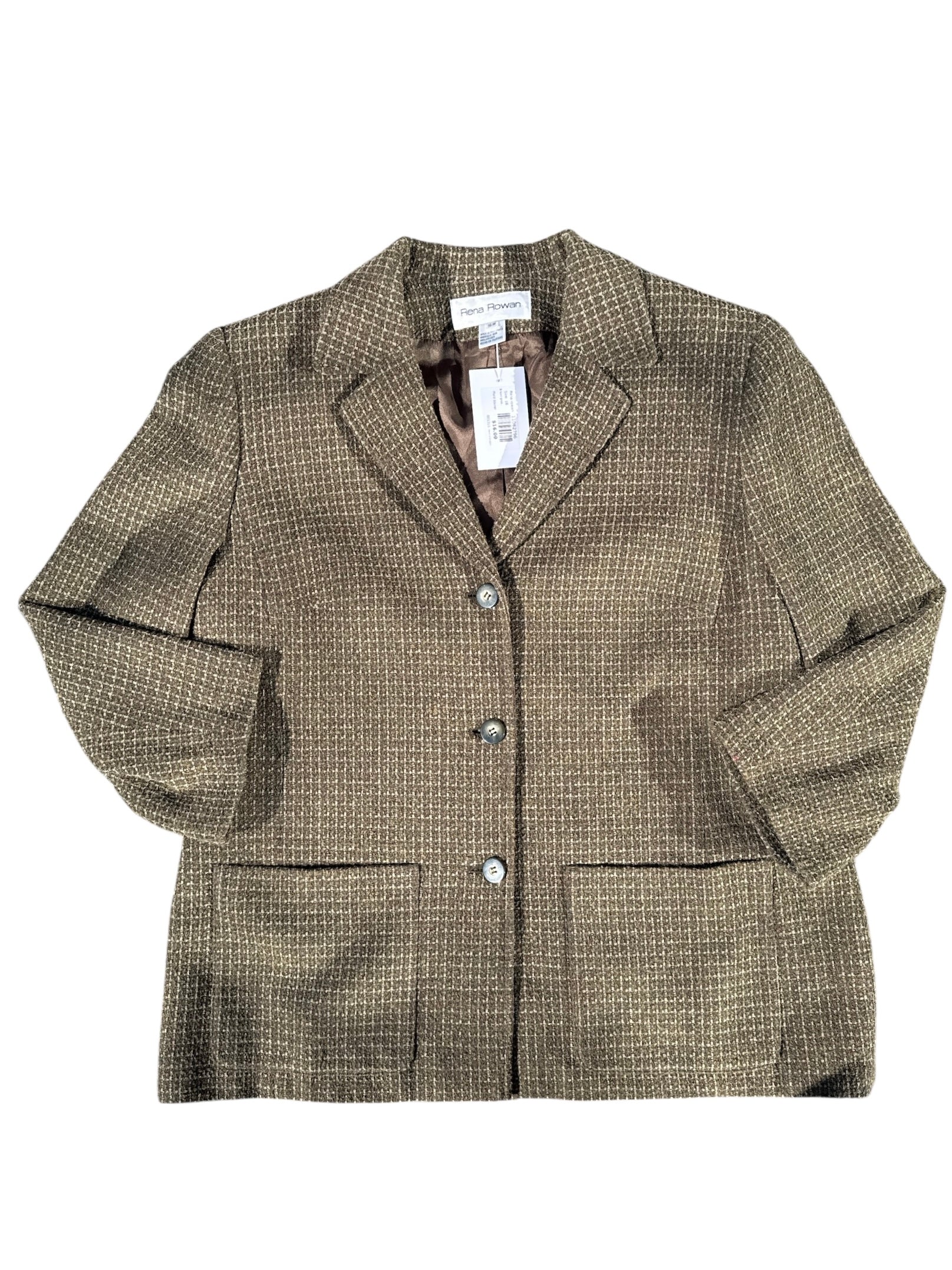 Brown green Rena rowan Plaid blazer, 16