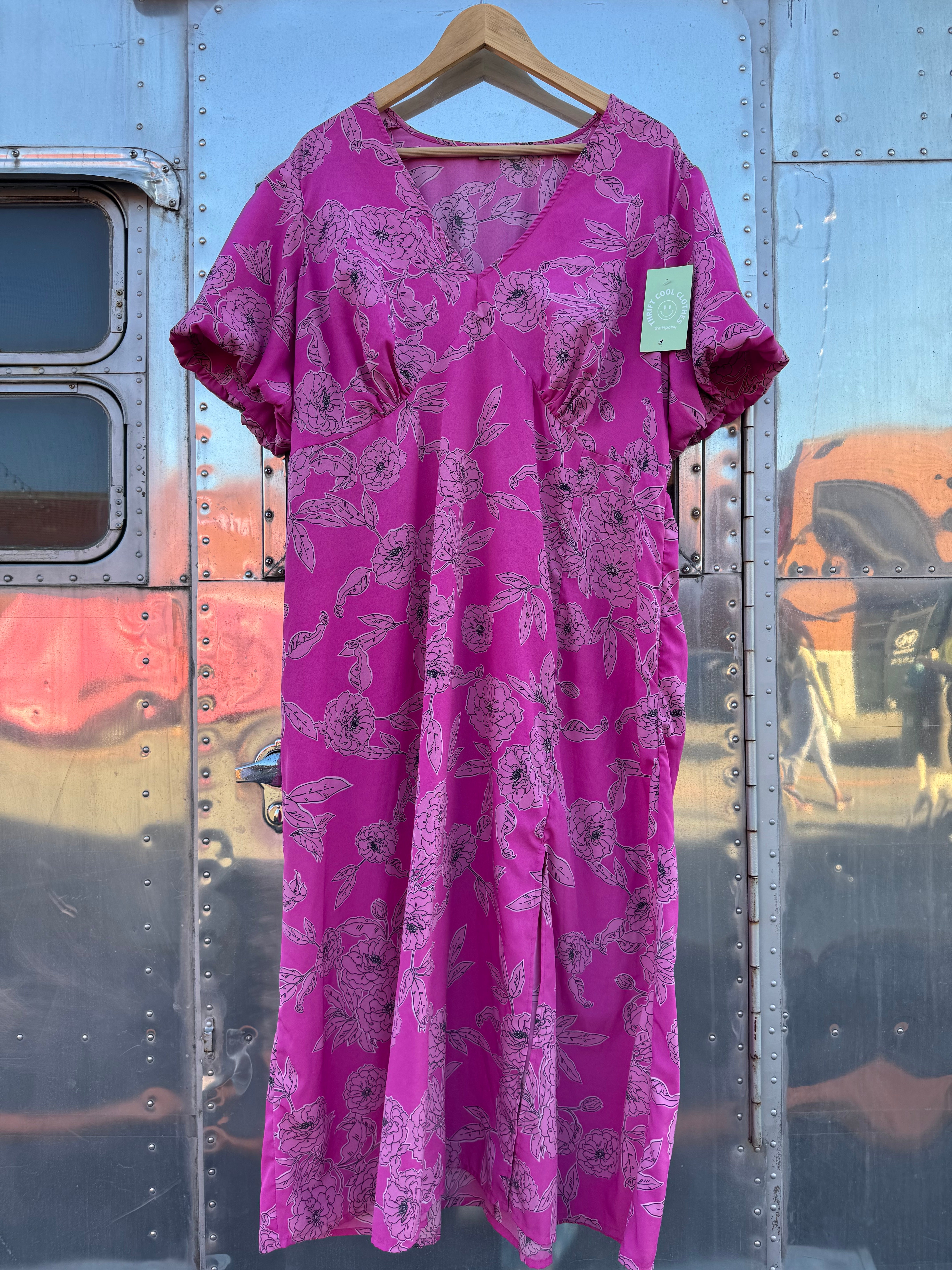 pink simplybe floral babydoll dress, xl