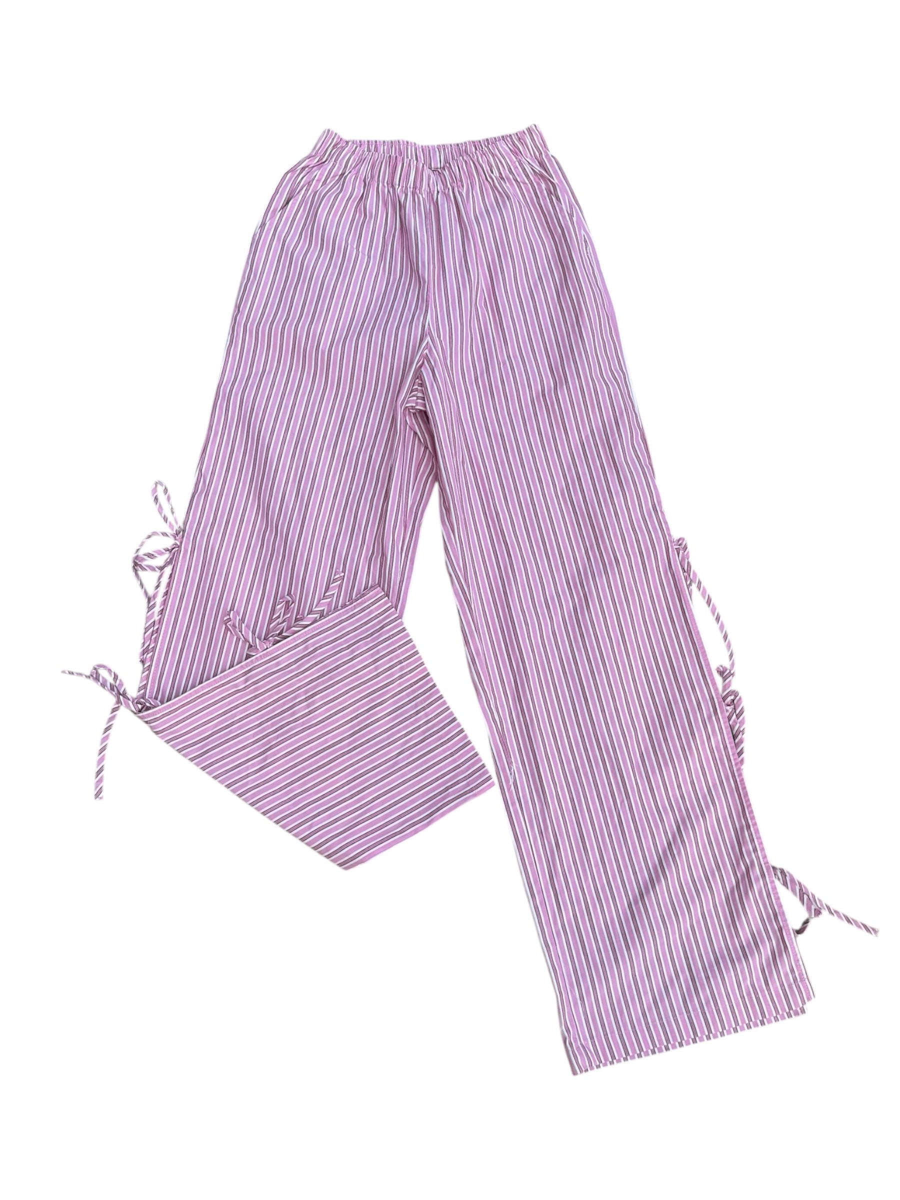 pink white wild fable striped bow lounge pants, xxs