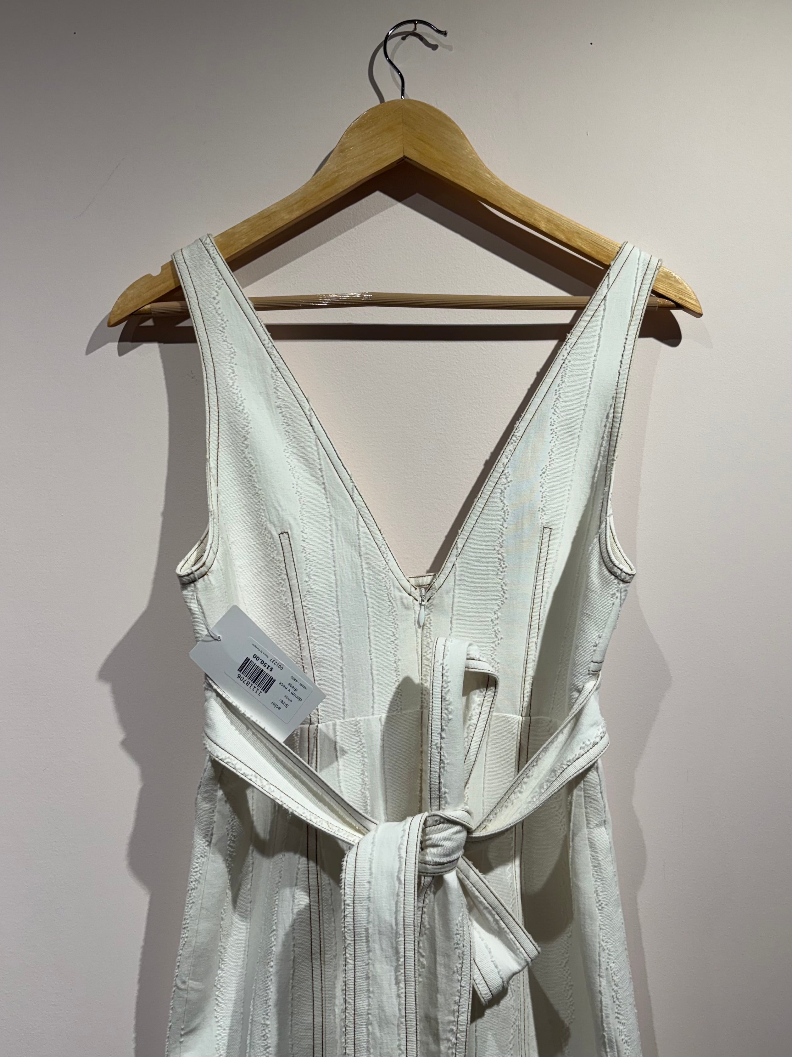 white acler denim v neck dress 4