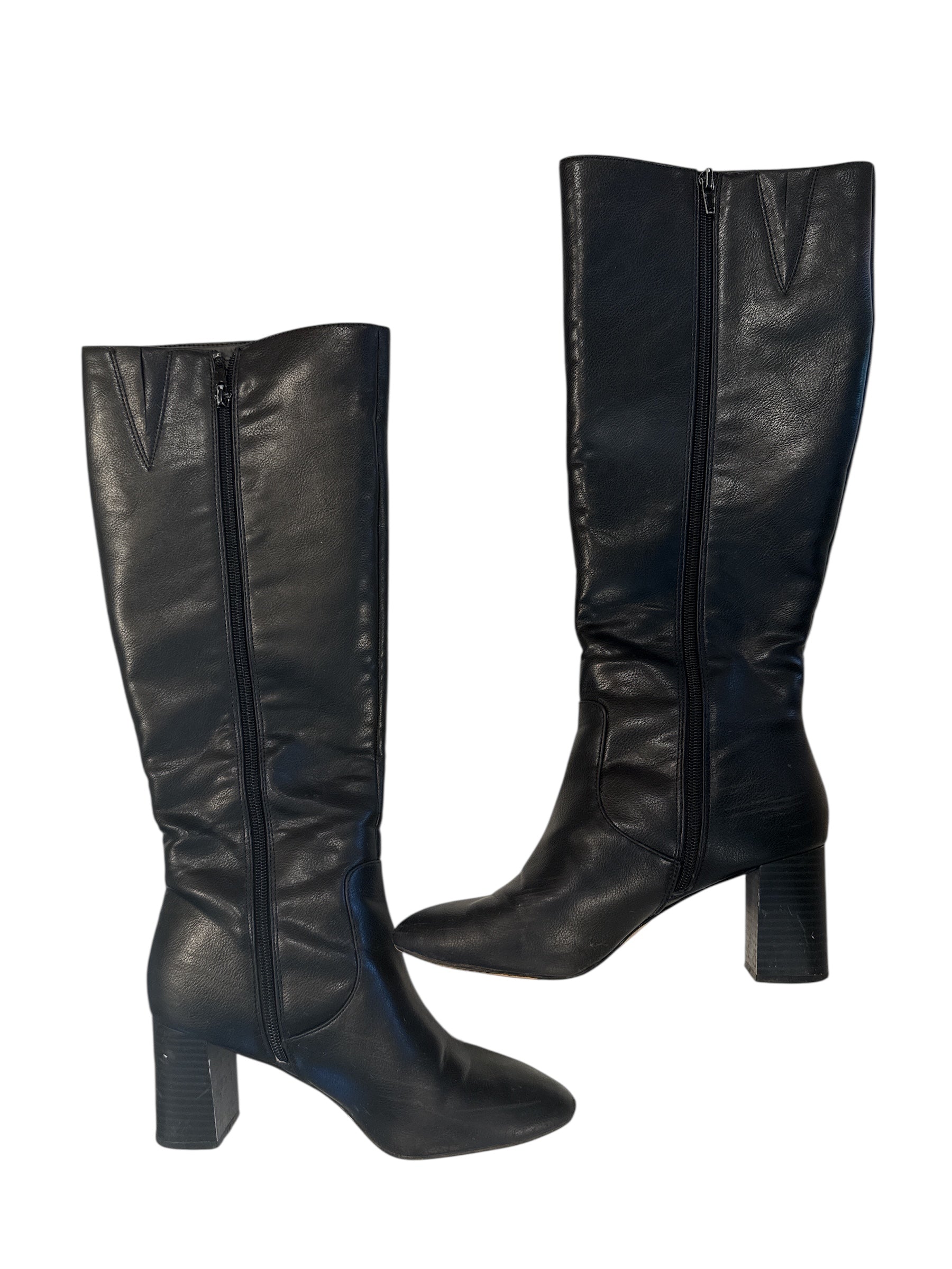 black loft pleather boots, 7