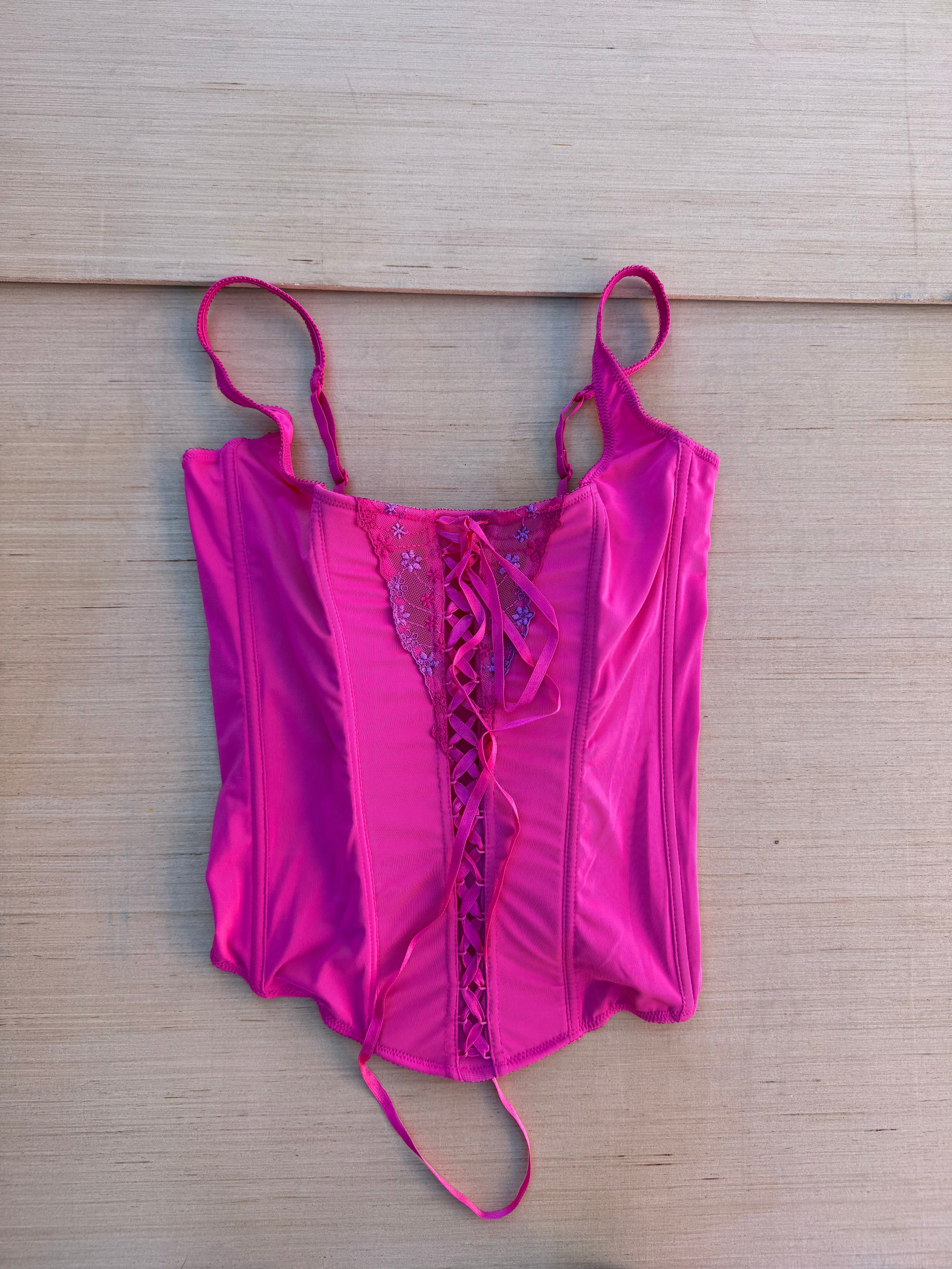 pink  corset tank, L