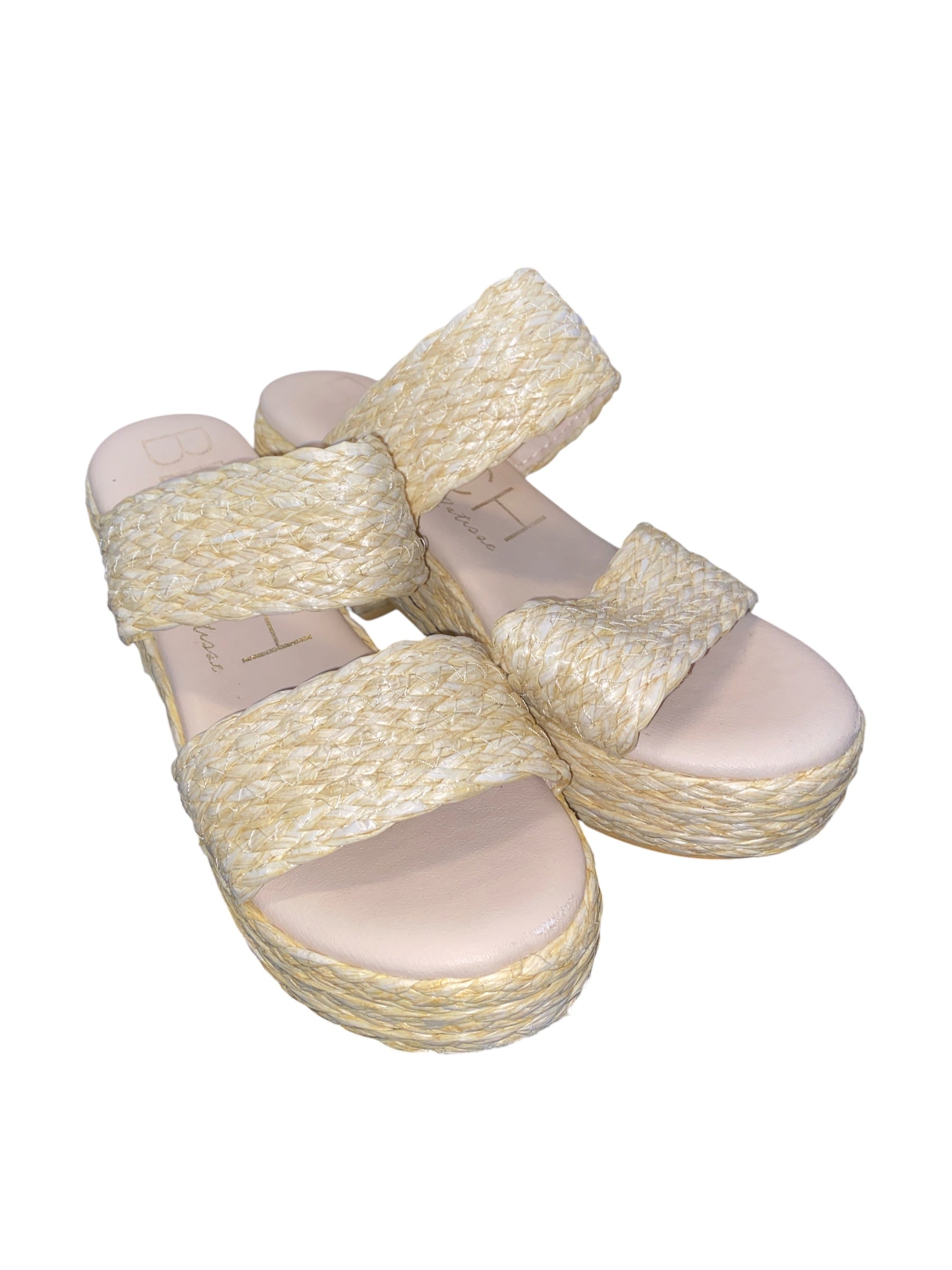Tan Matisse Wicker platform sandals, 9