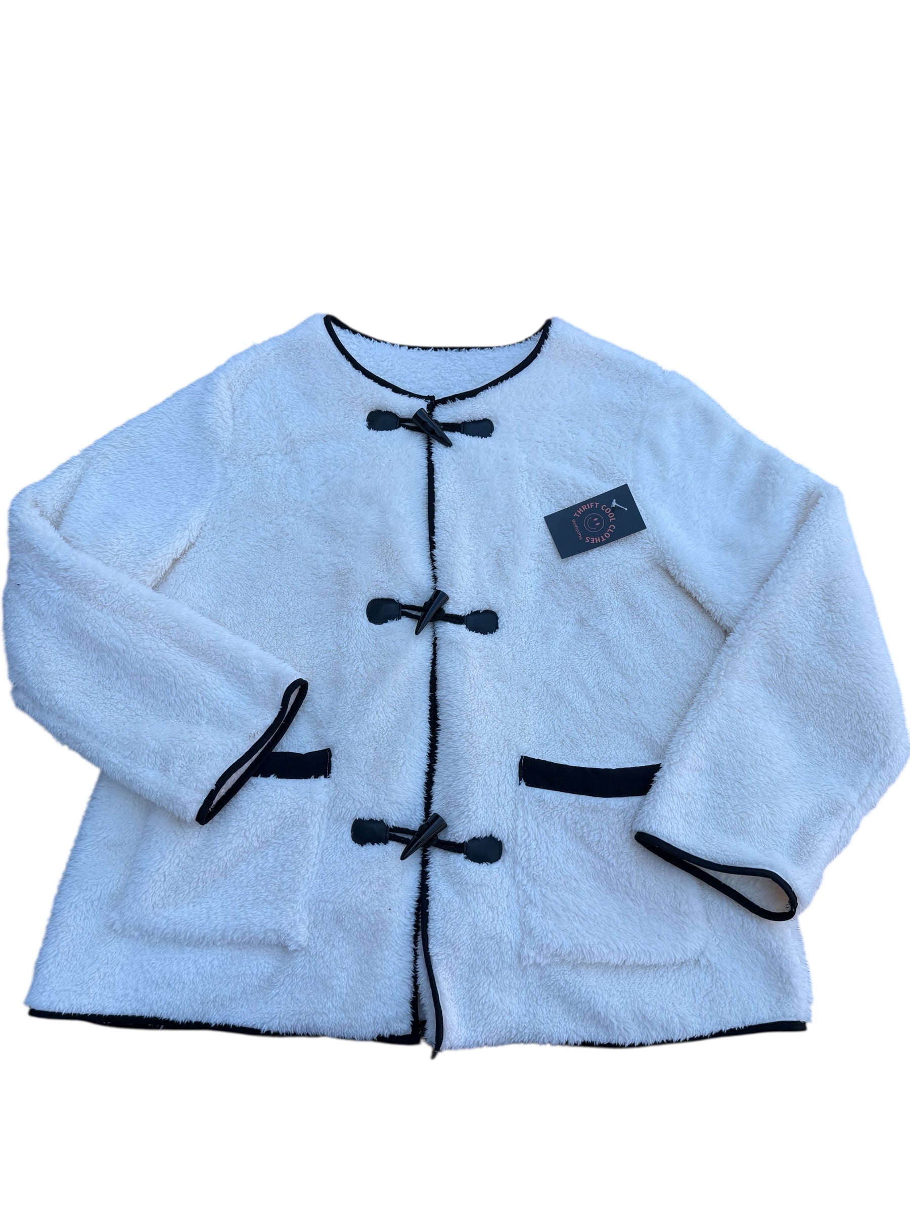 white  fleece jacket