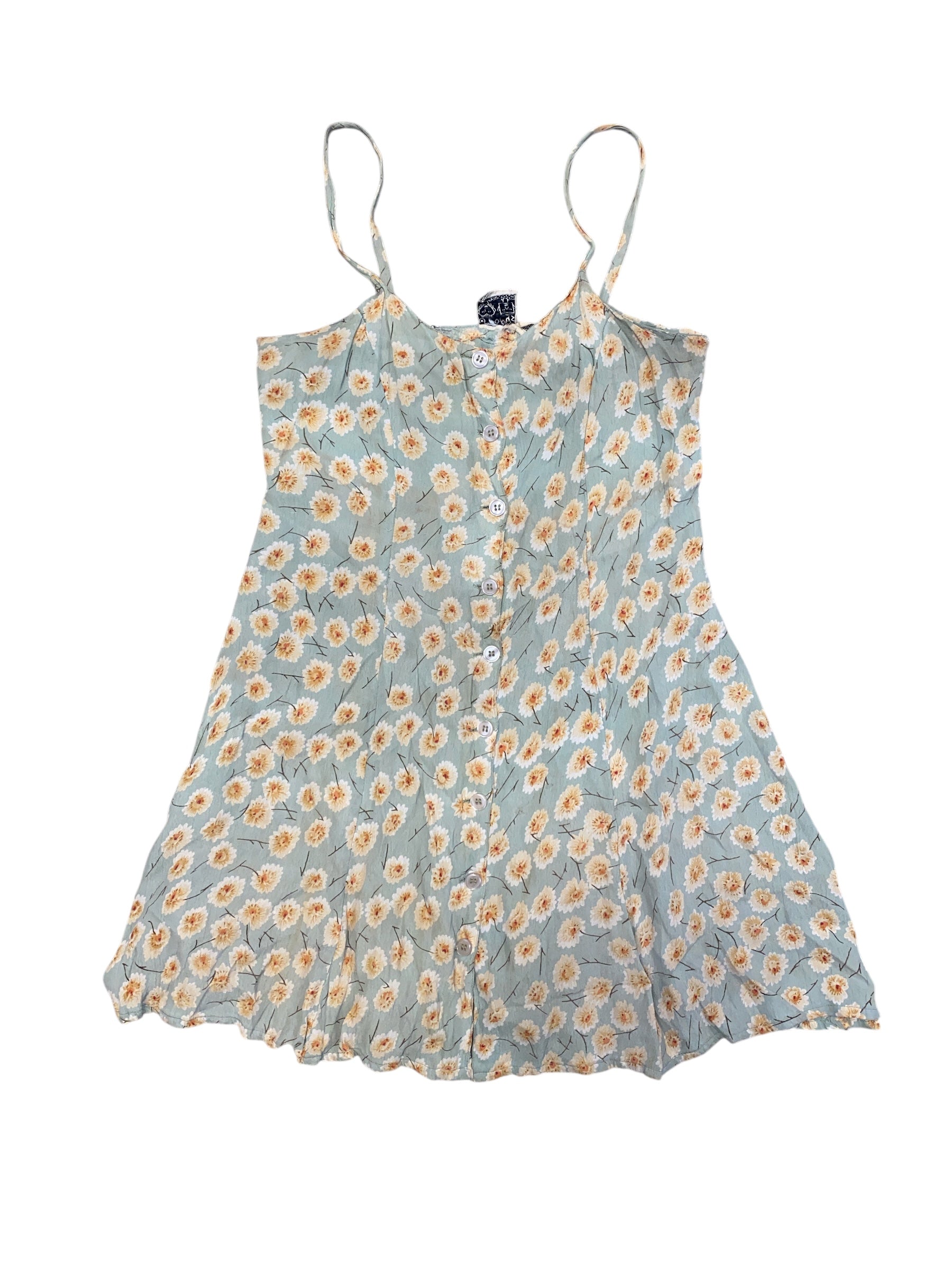Green yellow 2 of us Vtg floral dress, S