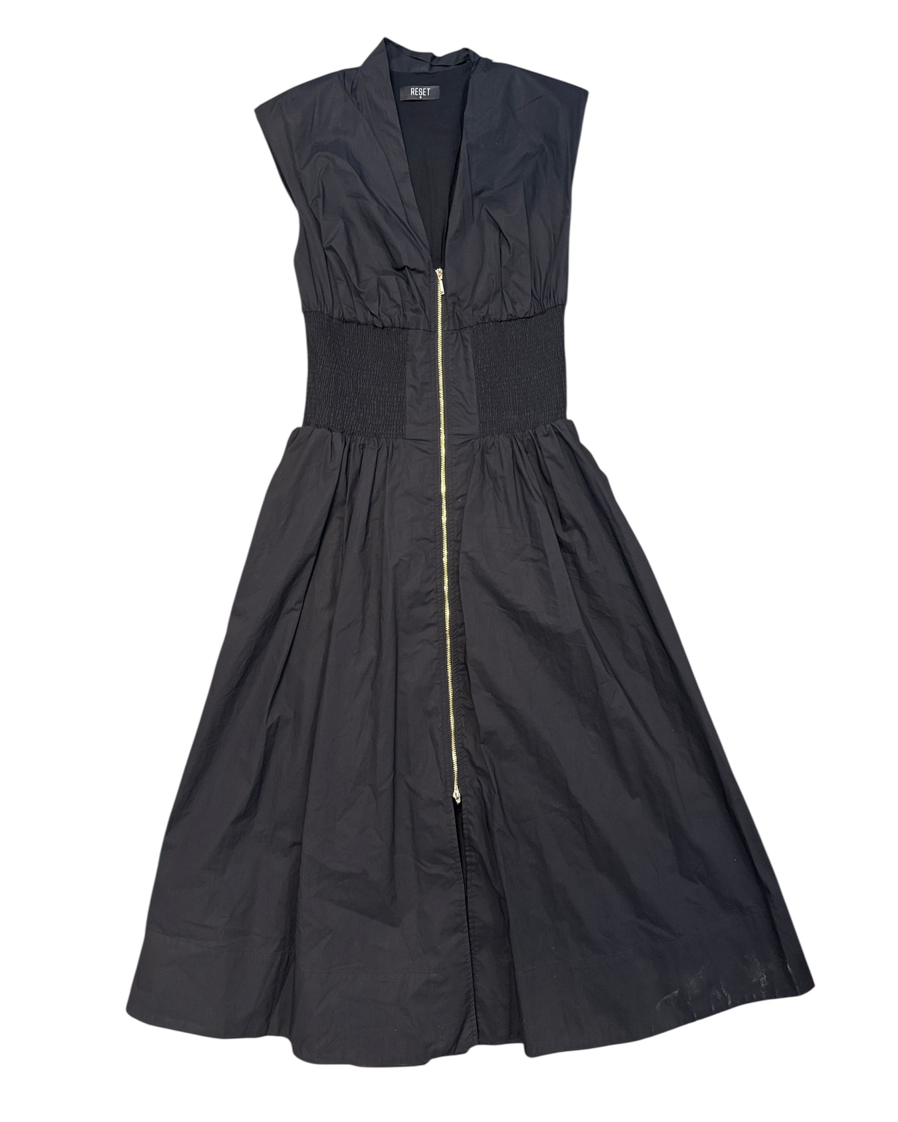 black reset pretty zip maxi dress, m