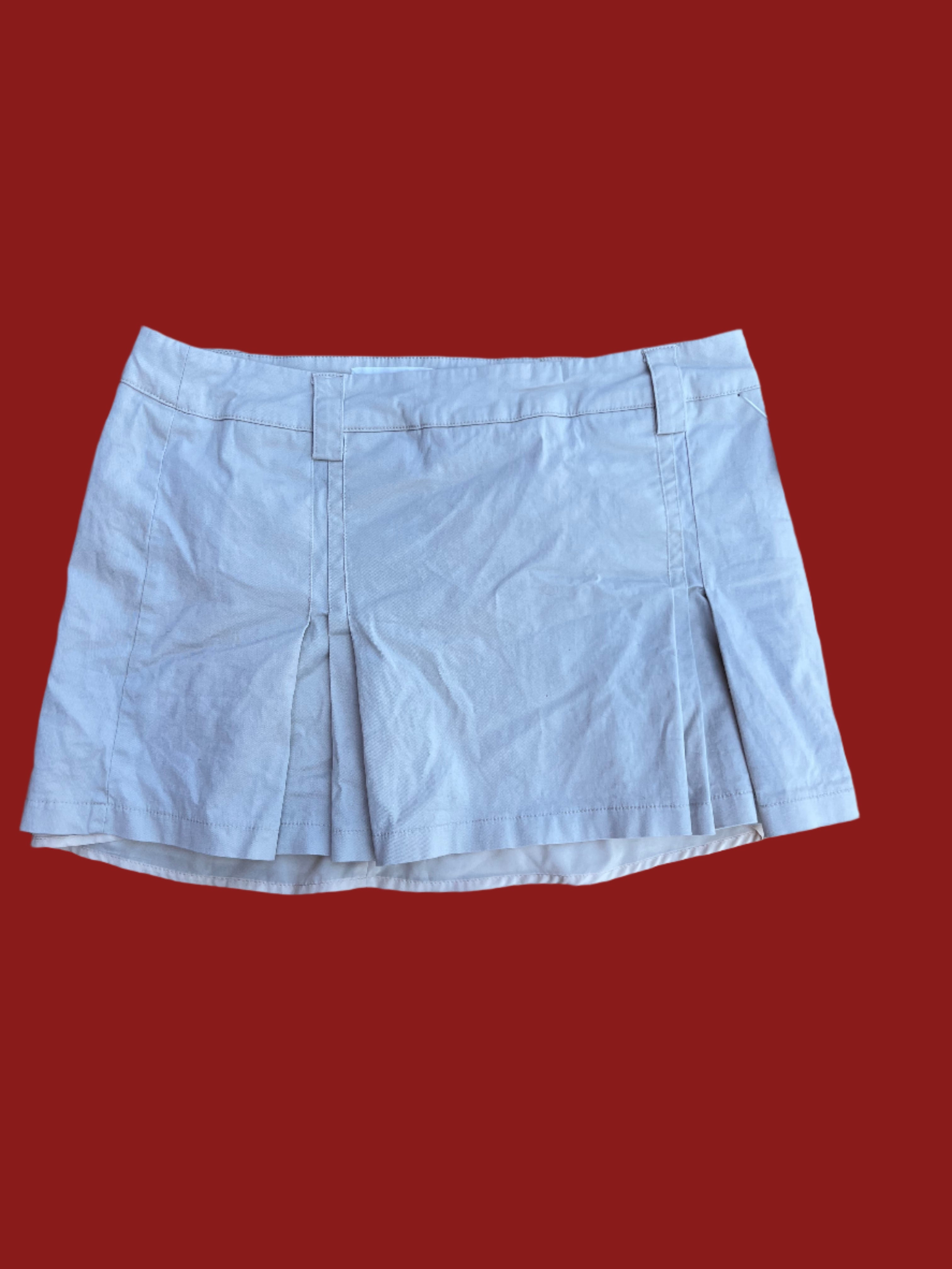 khaki victoria + sophia pleated mini skrit, m