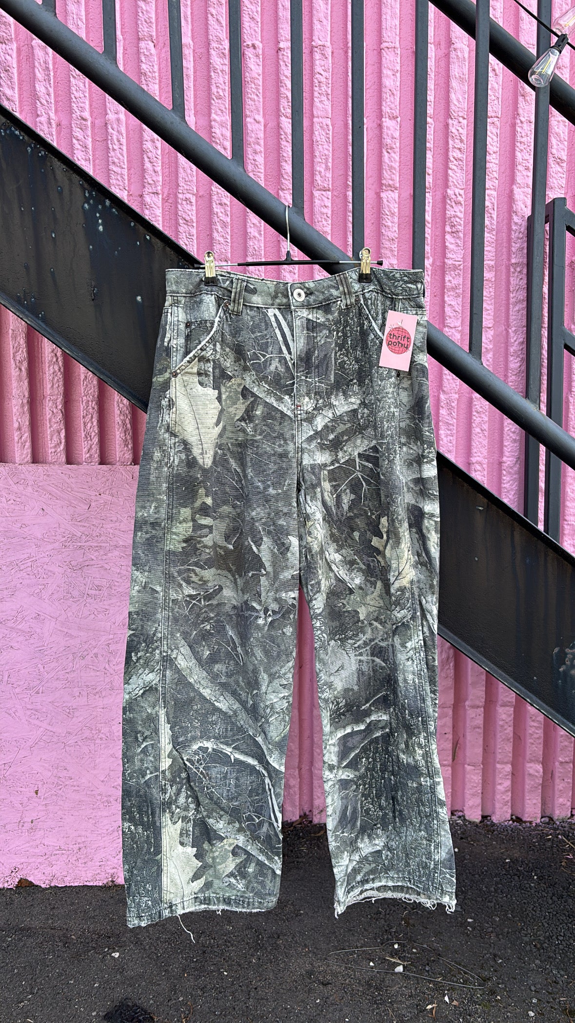 green bdg camo wide leg jeans, 31w