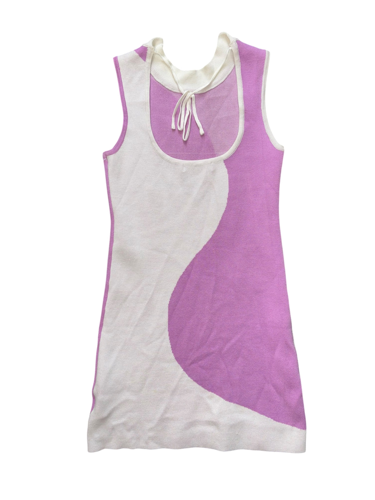 purple white o vianca knit swirl hi neck mini dress, s