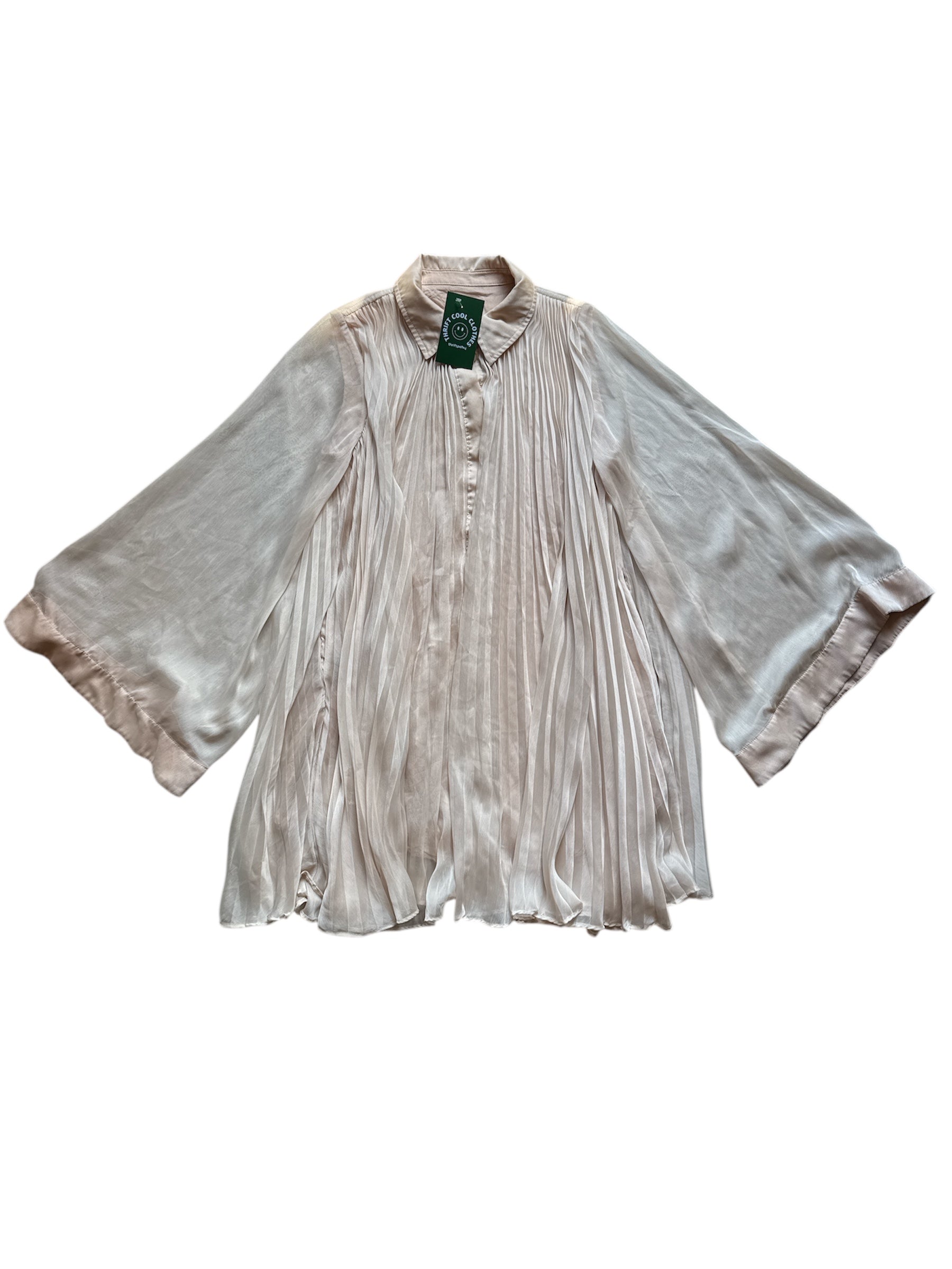 tan maeve pleated collar shirt dress, s