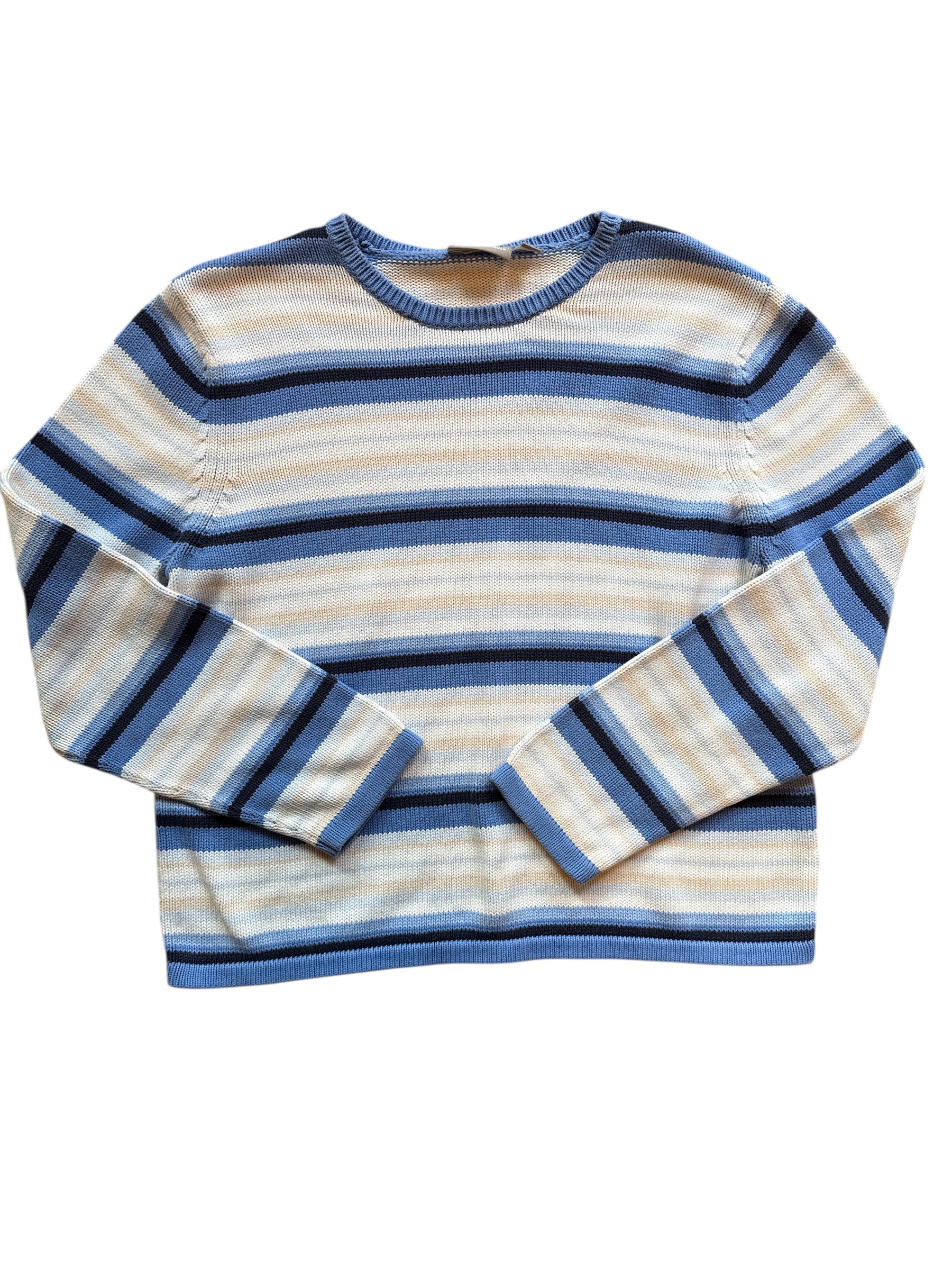 Blue yellow white  Croft & Barrow  Striped pullover sweater, L