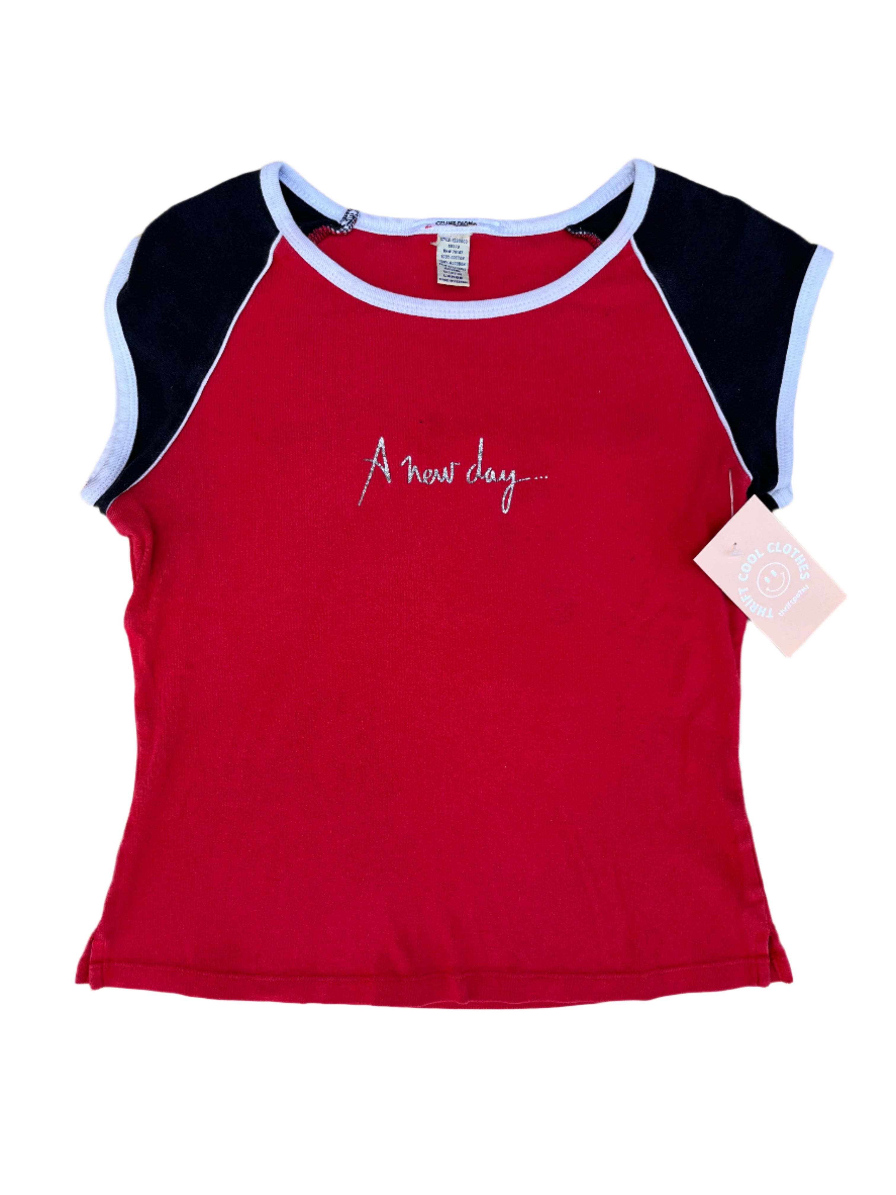 Red Celine Dion A new day baby tee, Large