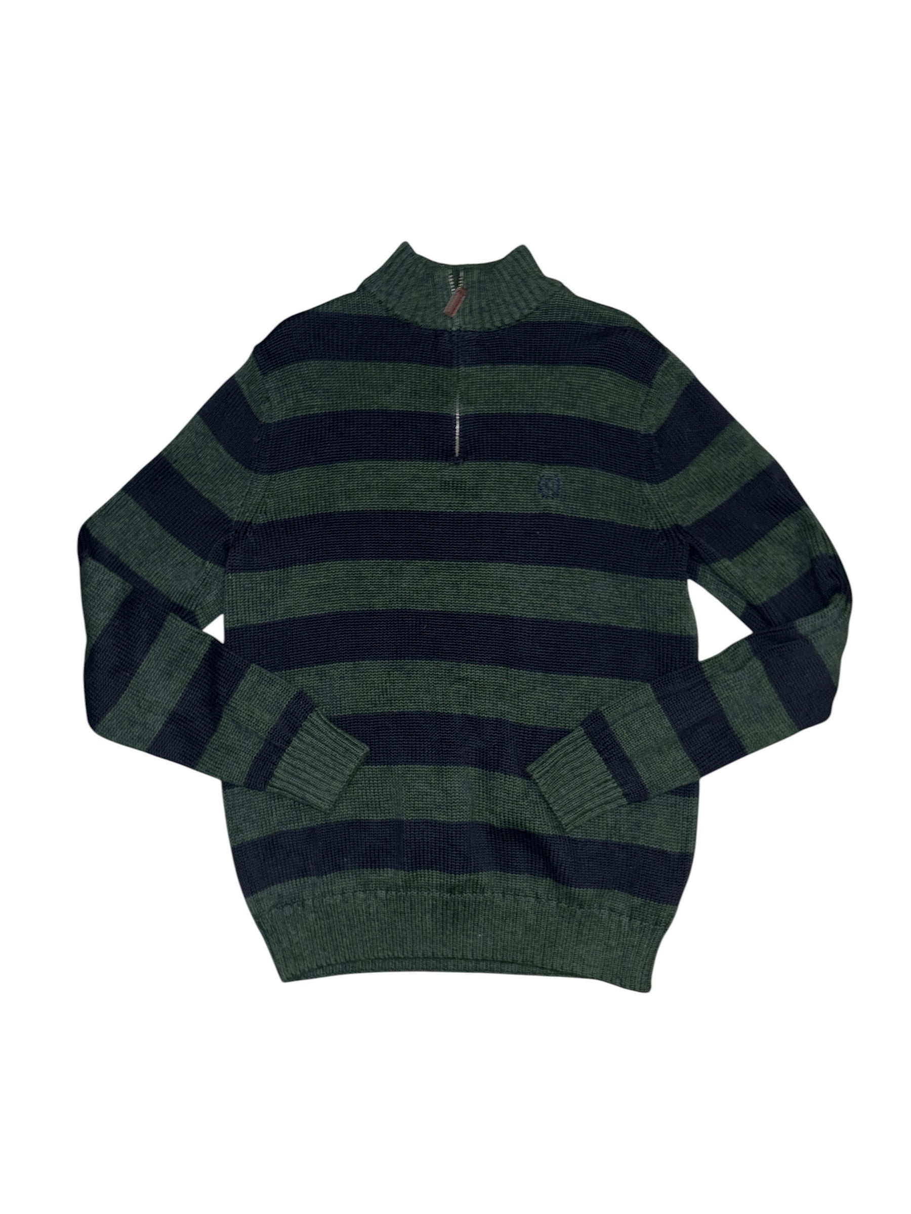 green blue chaps striped quarter zip knit, s