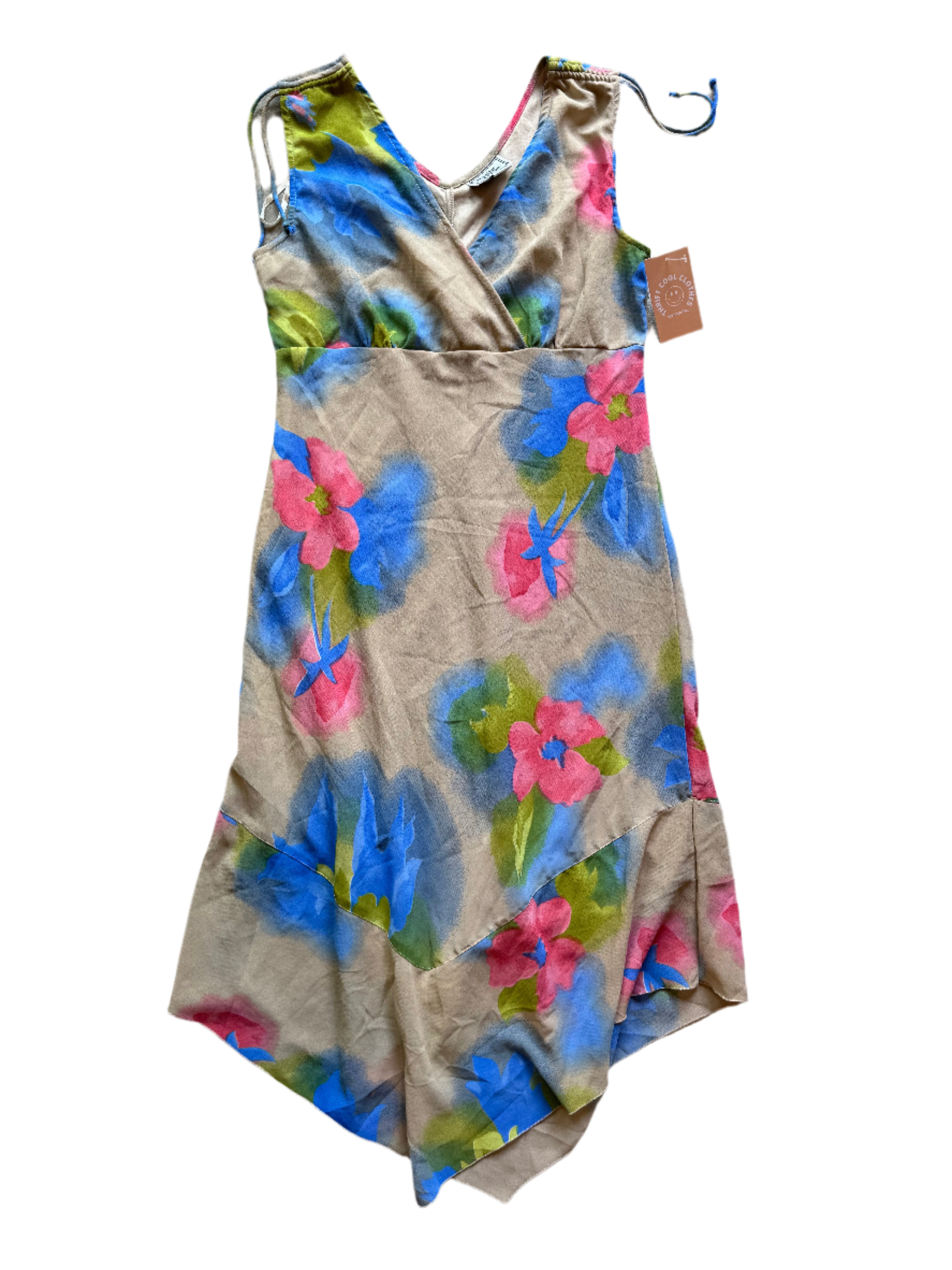Blue green Jennifer lauren Floral v neck dress, L