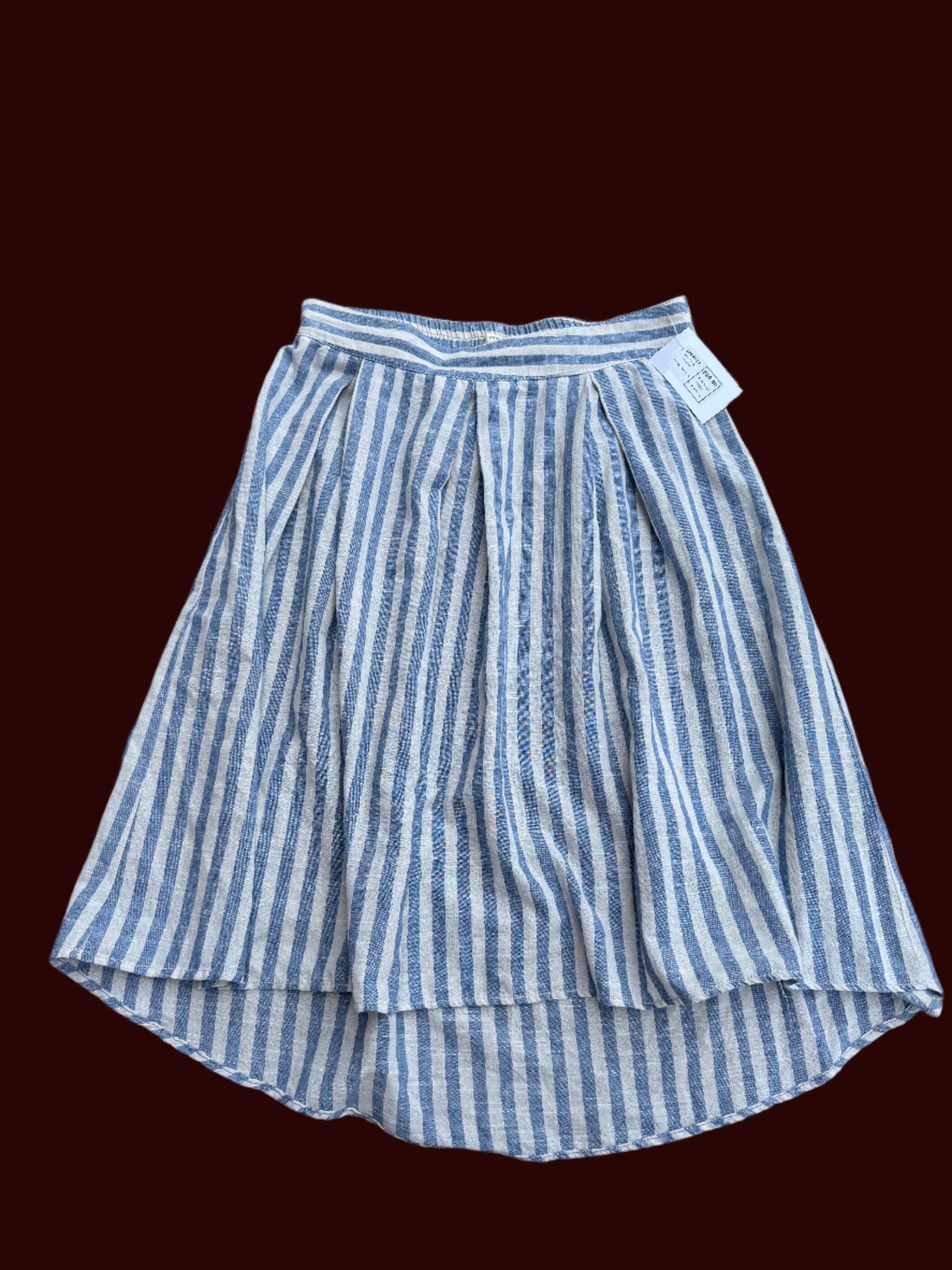Blue white Max Studio Striped midi skirt, Large