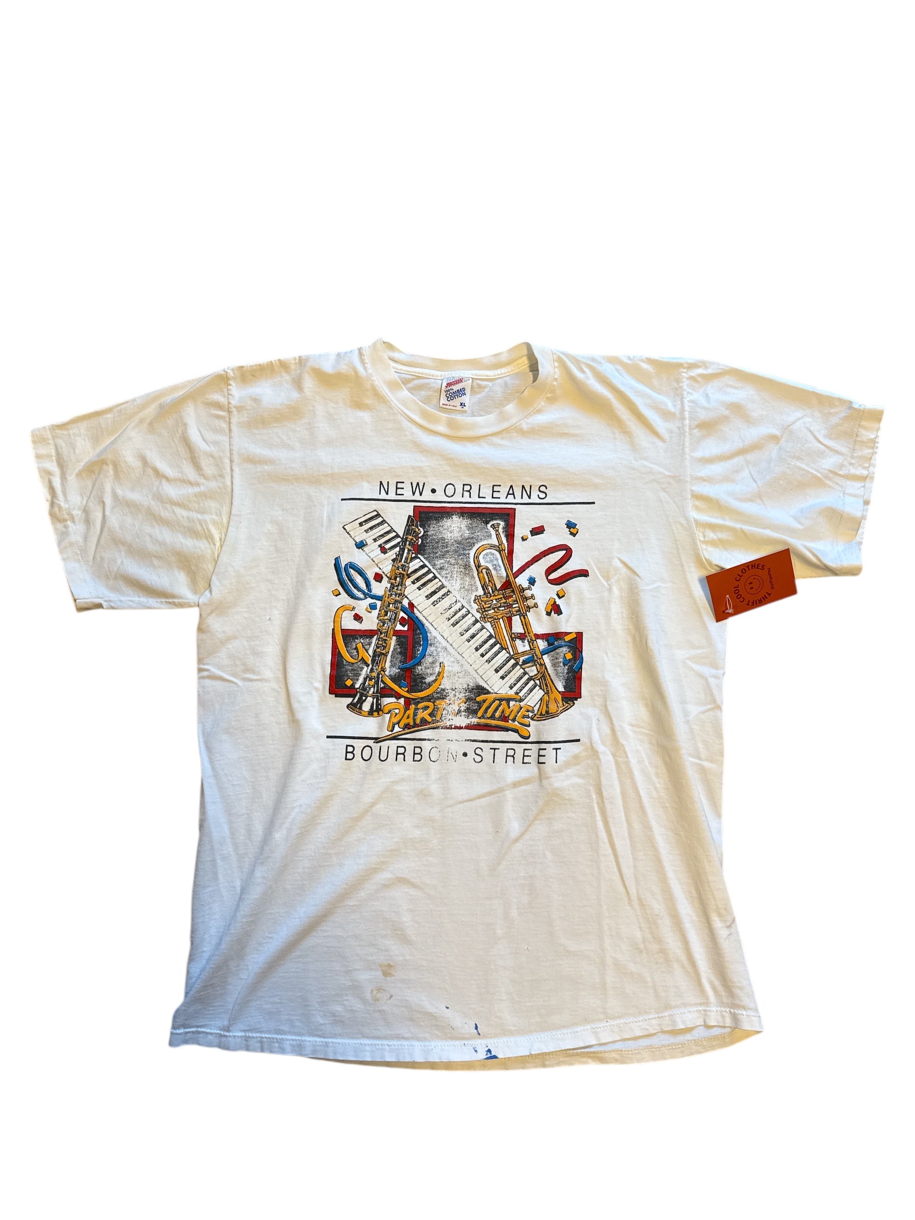 white jerzees 80s new orleans tee, XL