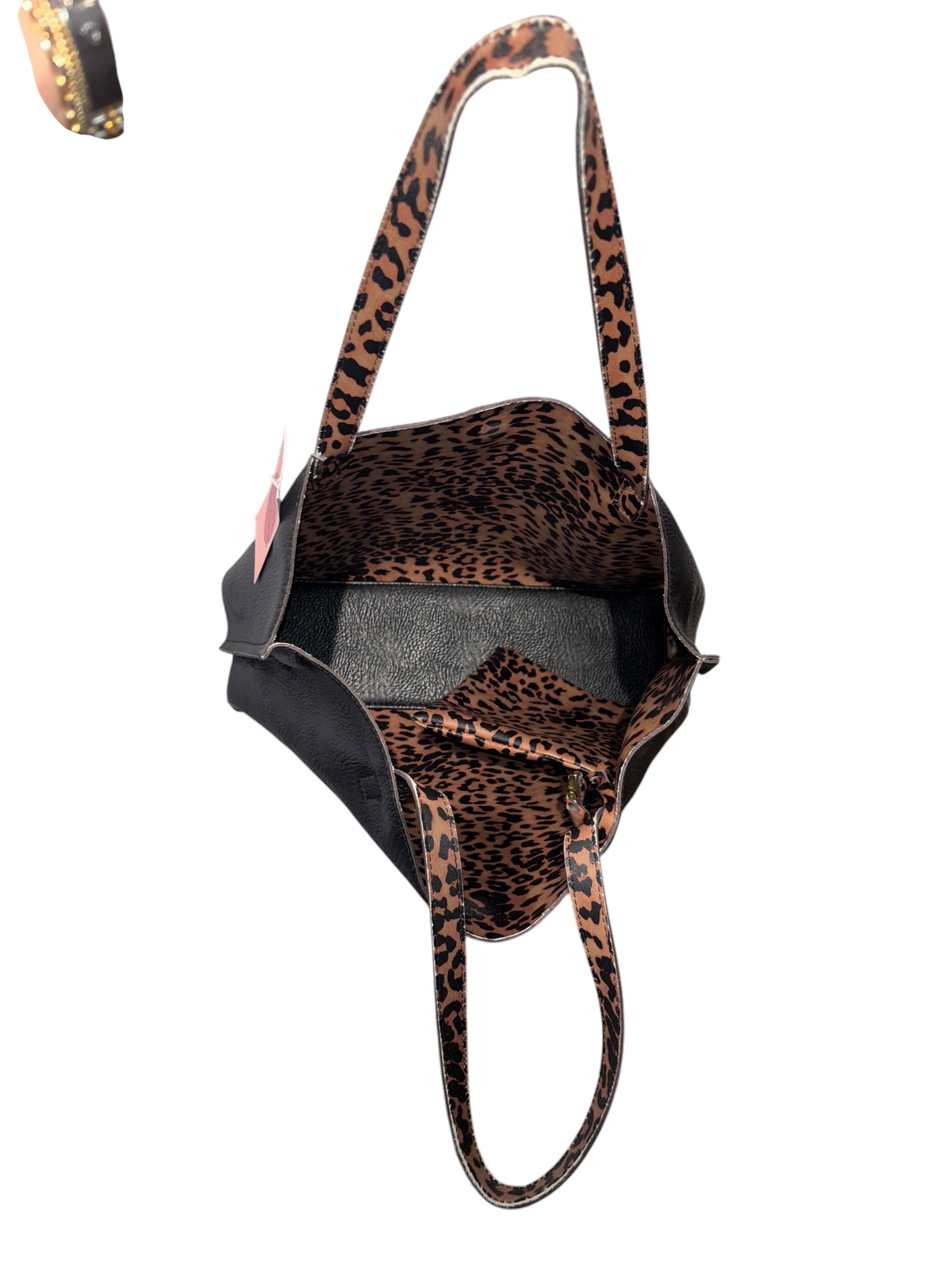 black  leather tote