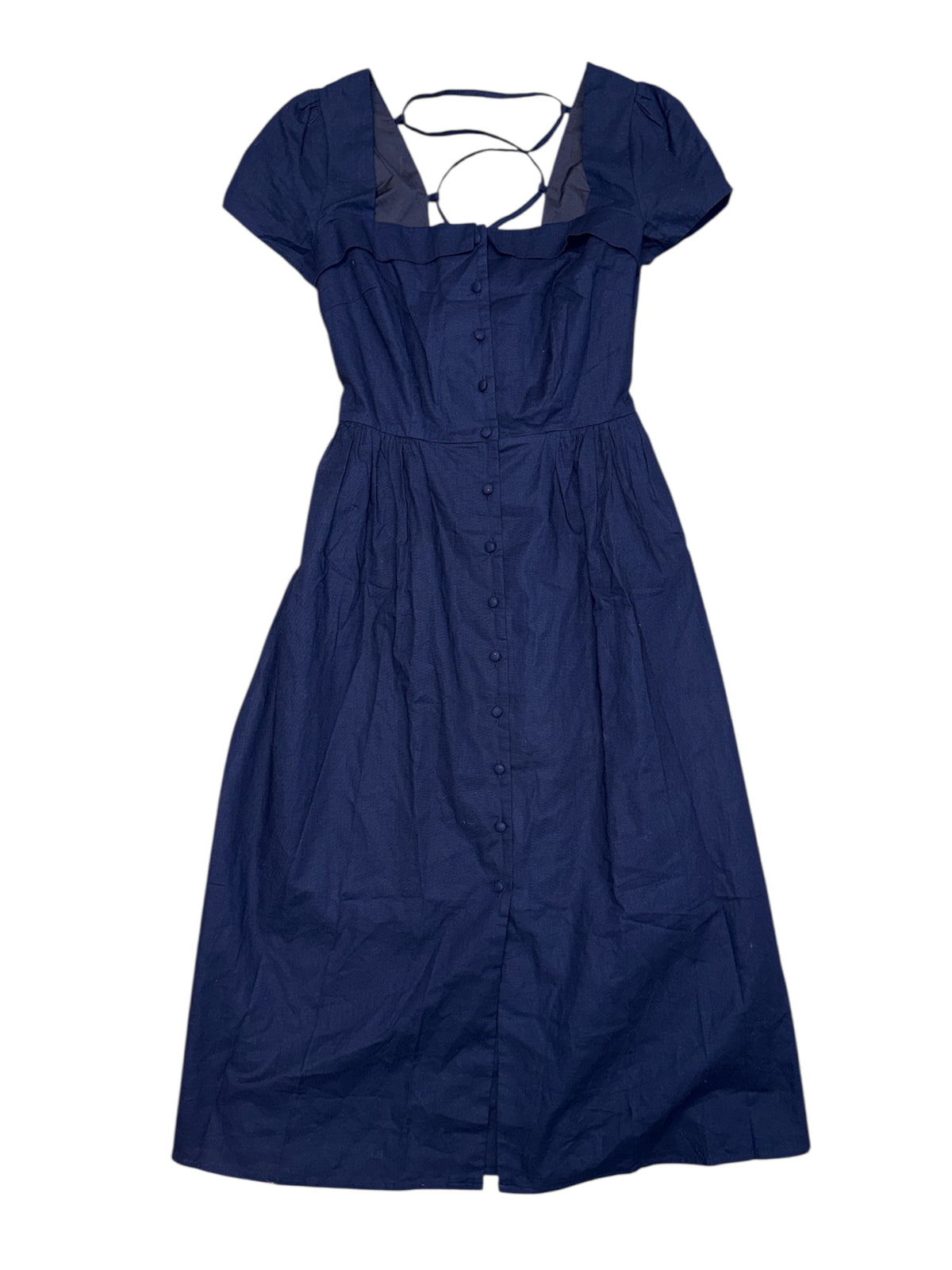 Blue Rihoas Button front puff sleeve dress, S