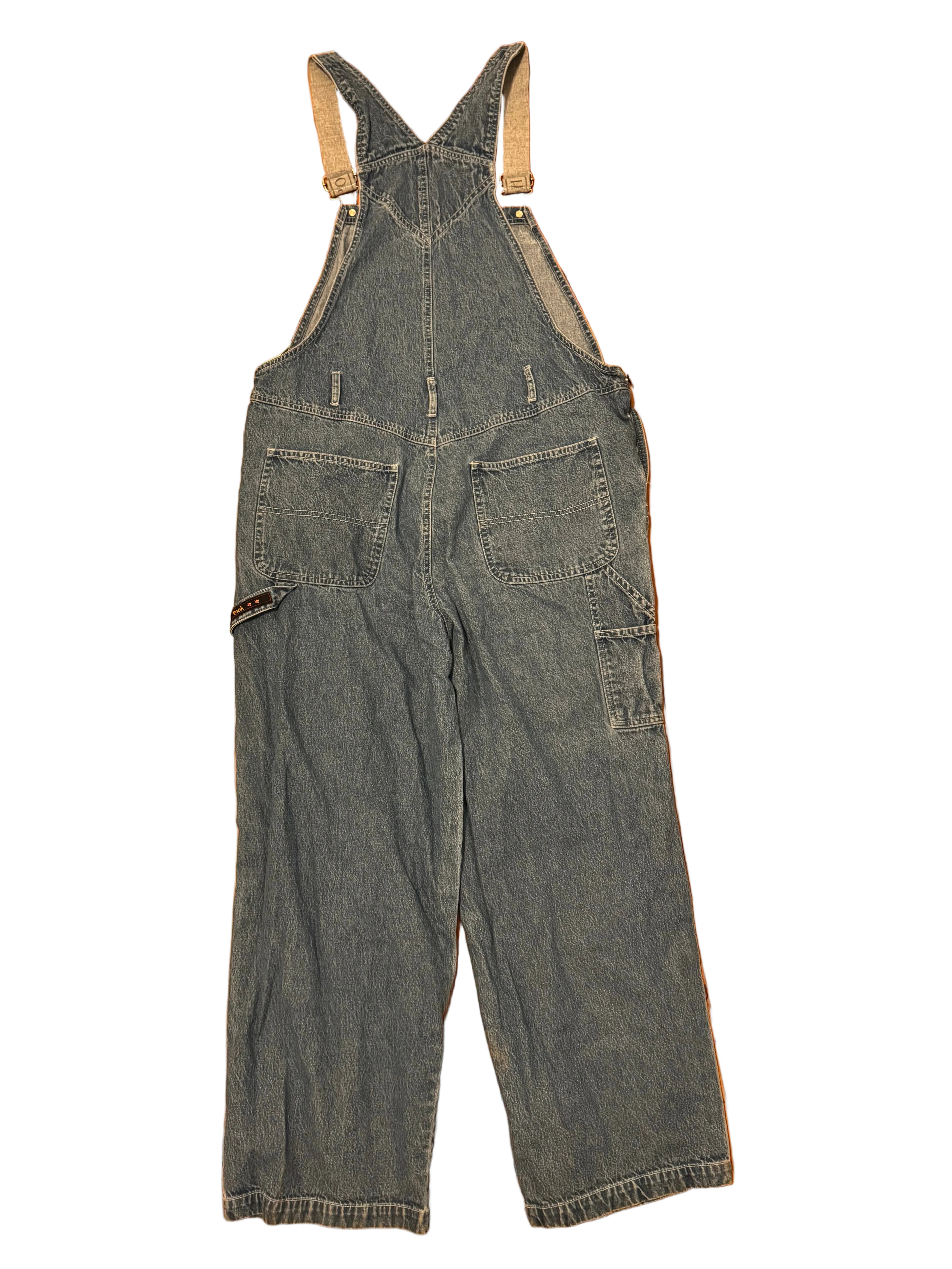 blue pooh pooh denim overalls, xl (fits like L)