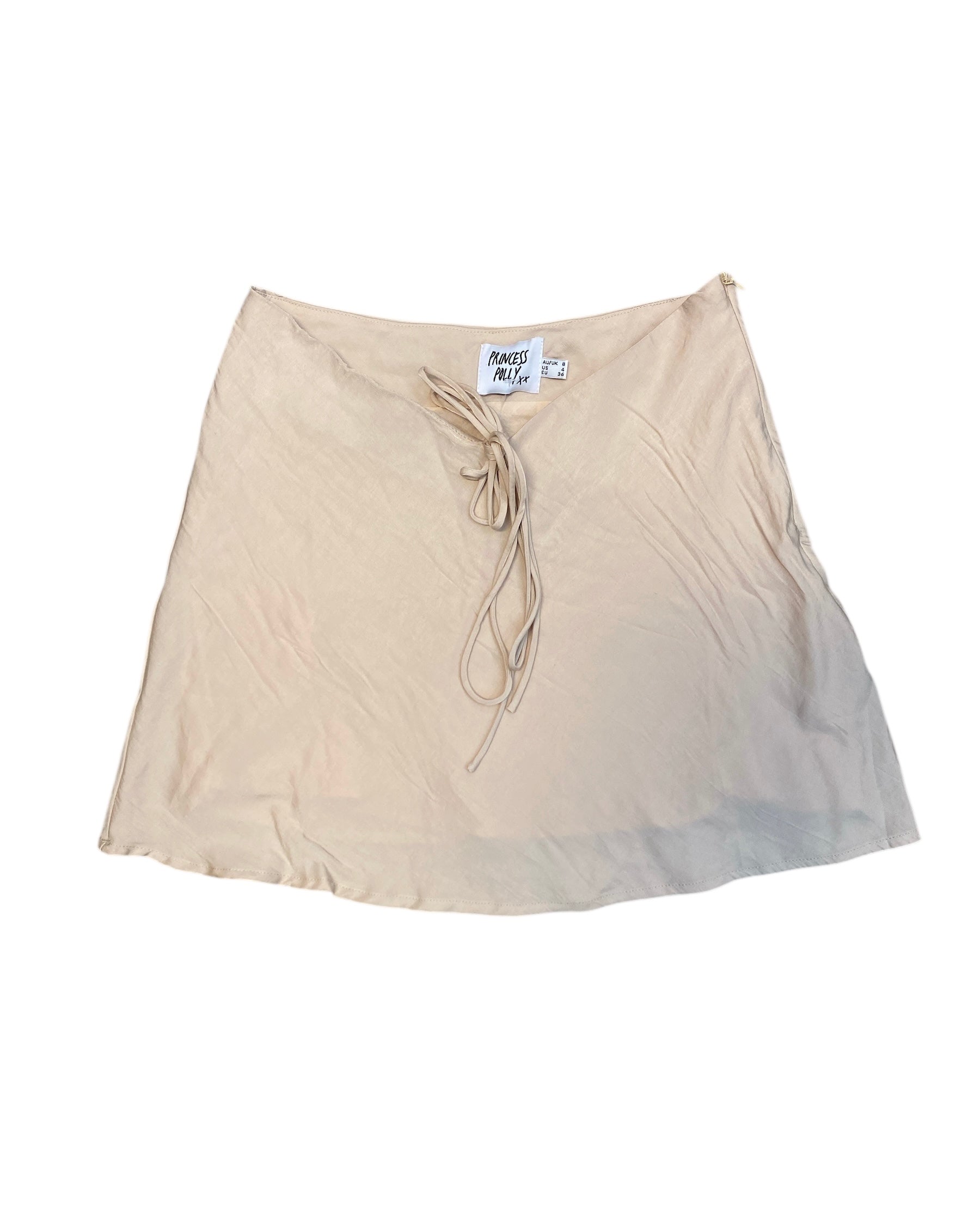 nude princess polly front tie mini skirt, 4