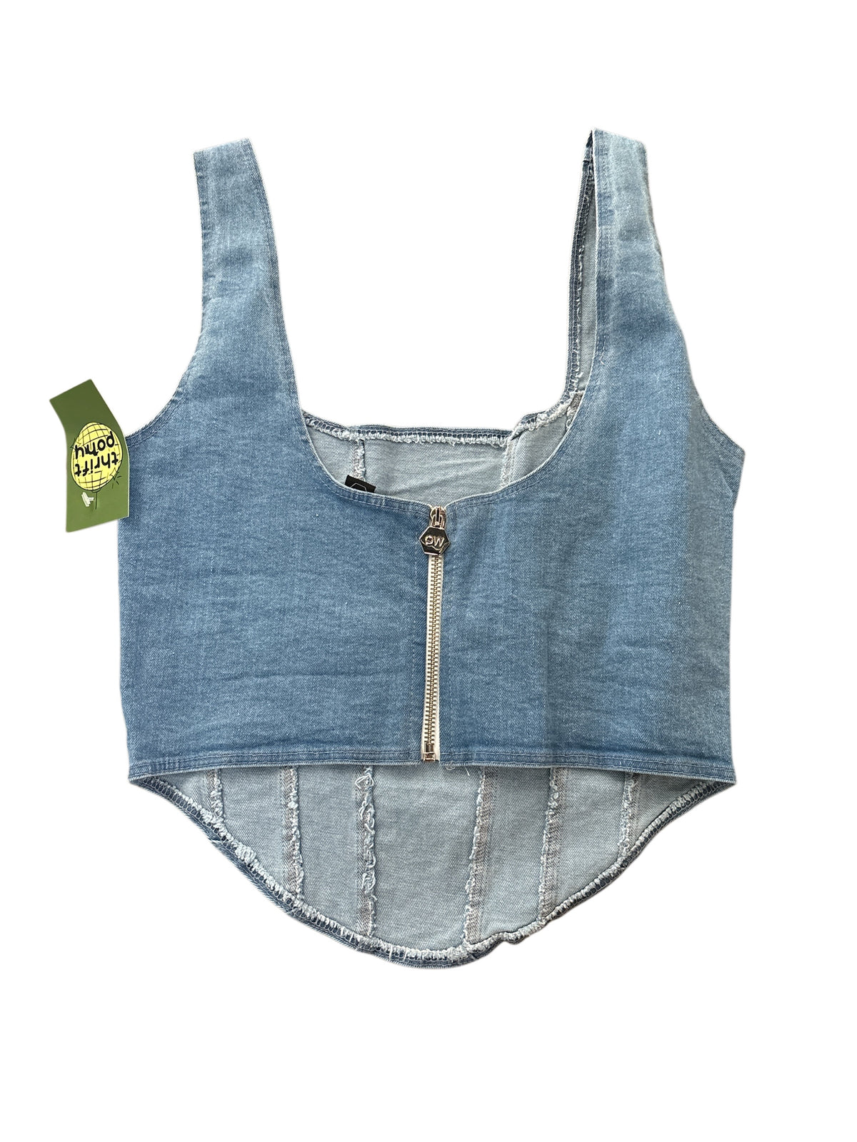 blue OW denim crop lop, L
