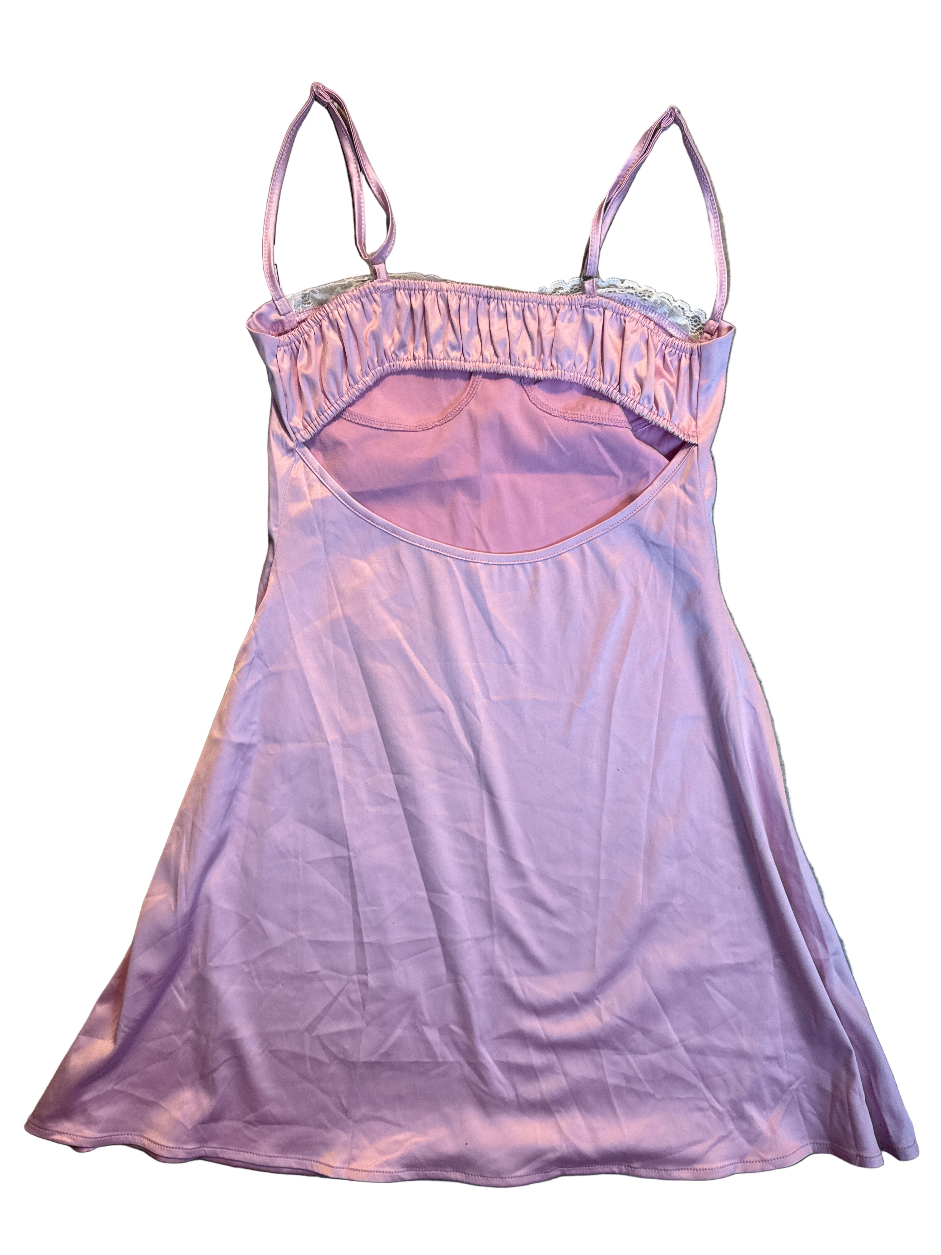 pink  lace silky mni dress, s