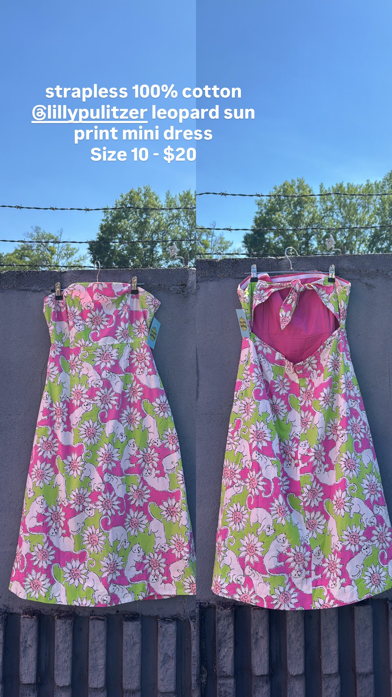 pink green lilly pulitzer strapless lion dress, 10