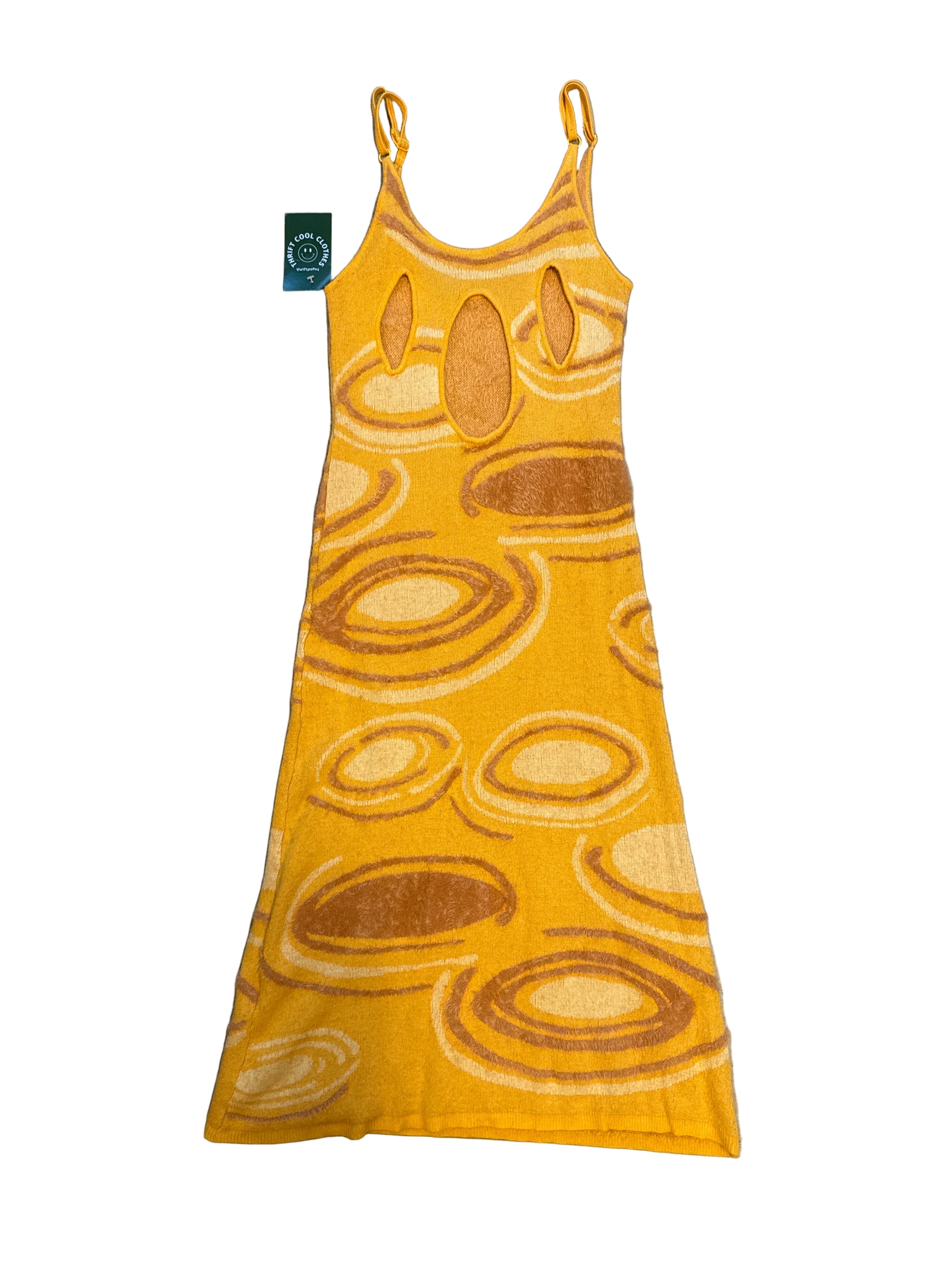 Yellow House of sunny Swirly cutout knit dress, M