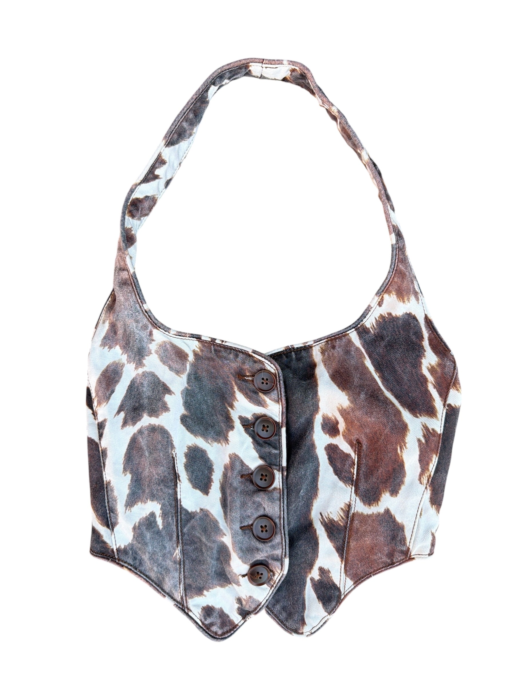 brown white weworewhat cow print halter, 0