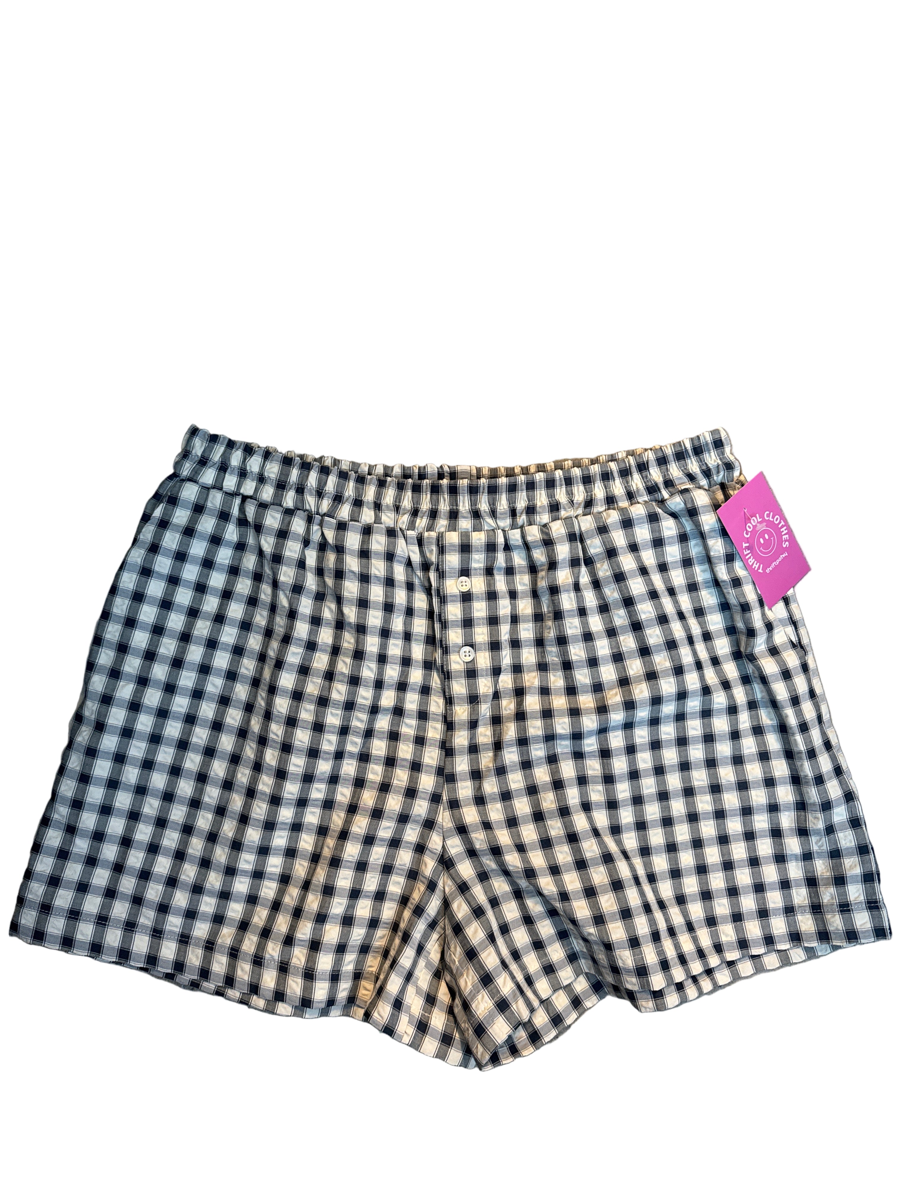 black white h/g plaid boxer ish shorts, xl