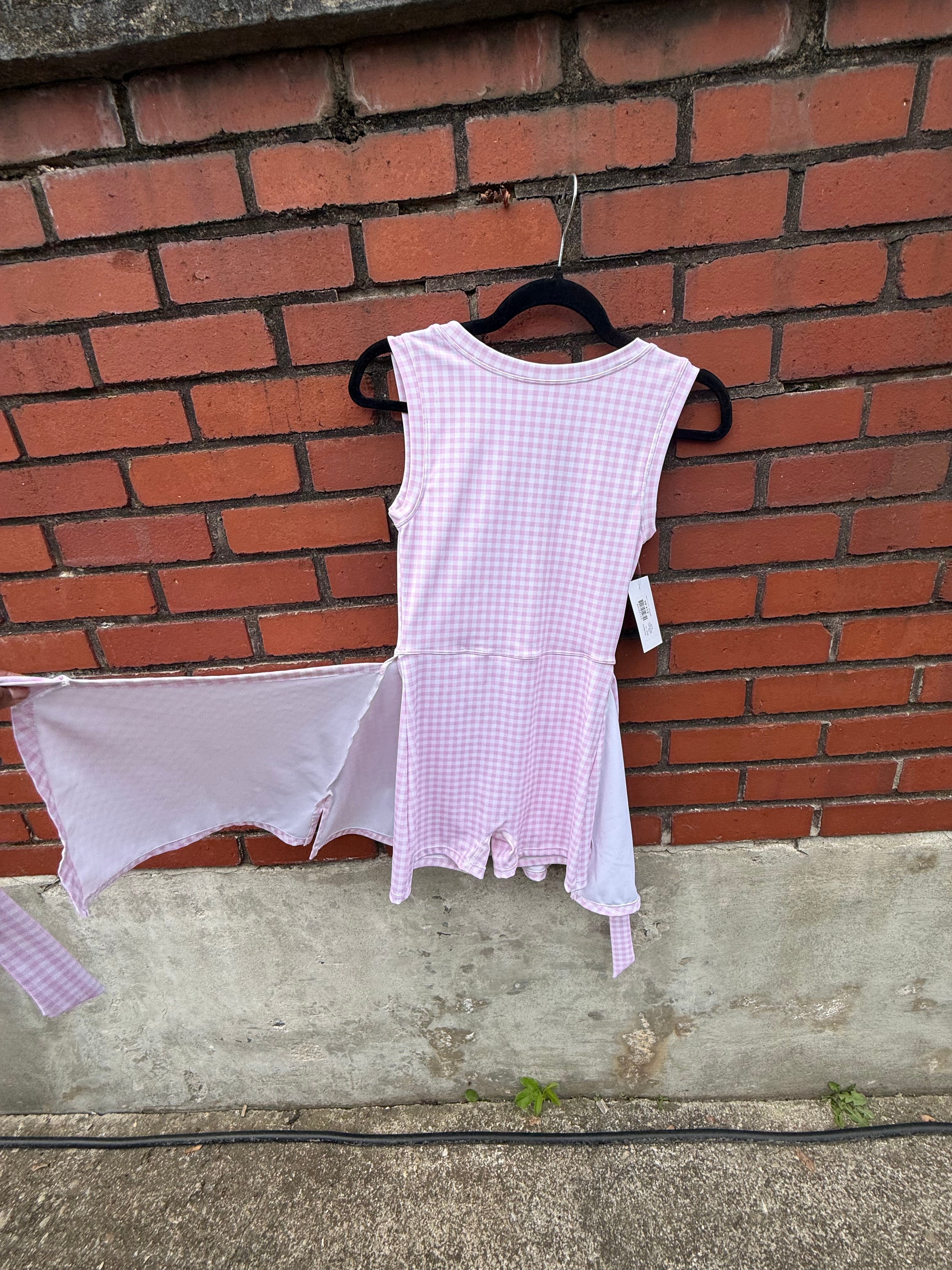 pink Kimberly Gingham mini skort dress, xs