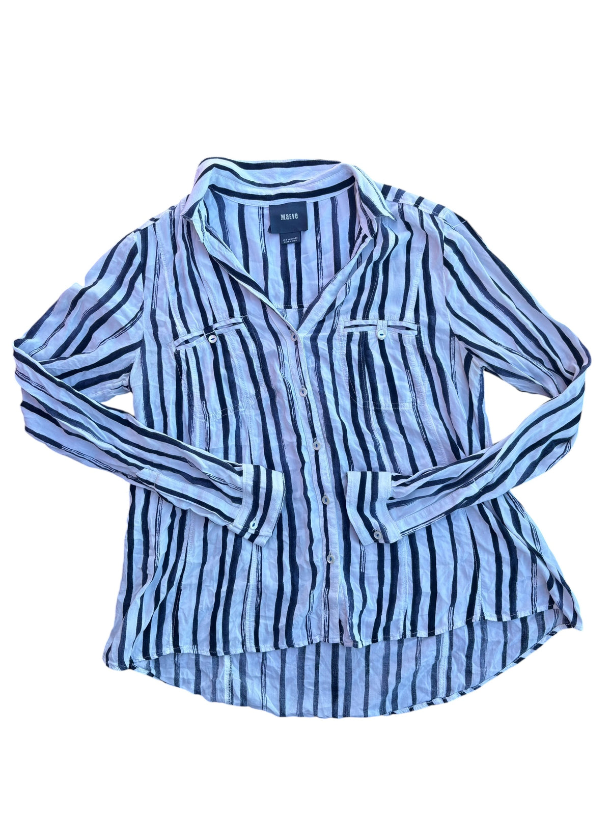 white blue maeve striped ls button up, 2